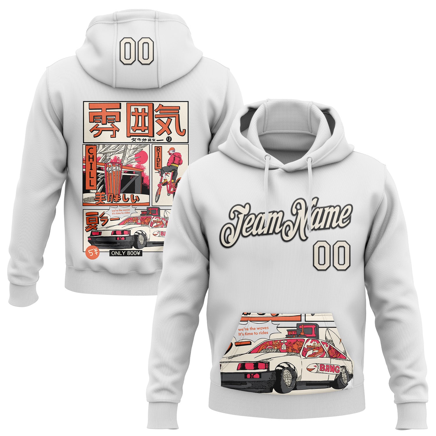 Custom Stitched White Cream-Black 3D Vaunsart The Vibes Sports Pullover Sweatshirt Hoodie