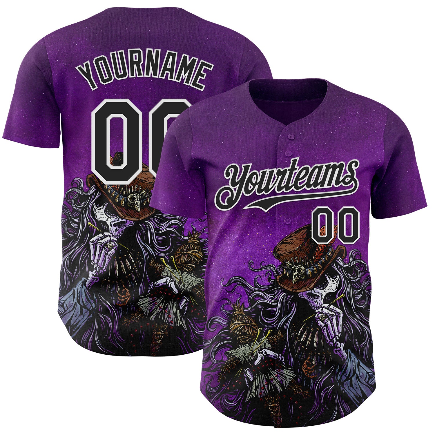 Fansidea-artist-collabs Custom Purple Black-White David Lozeau Voodoo Priest Authentic Baseball Jersey - $34.99 at Proof Eyewear