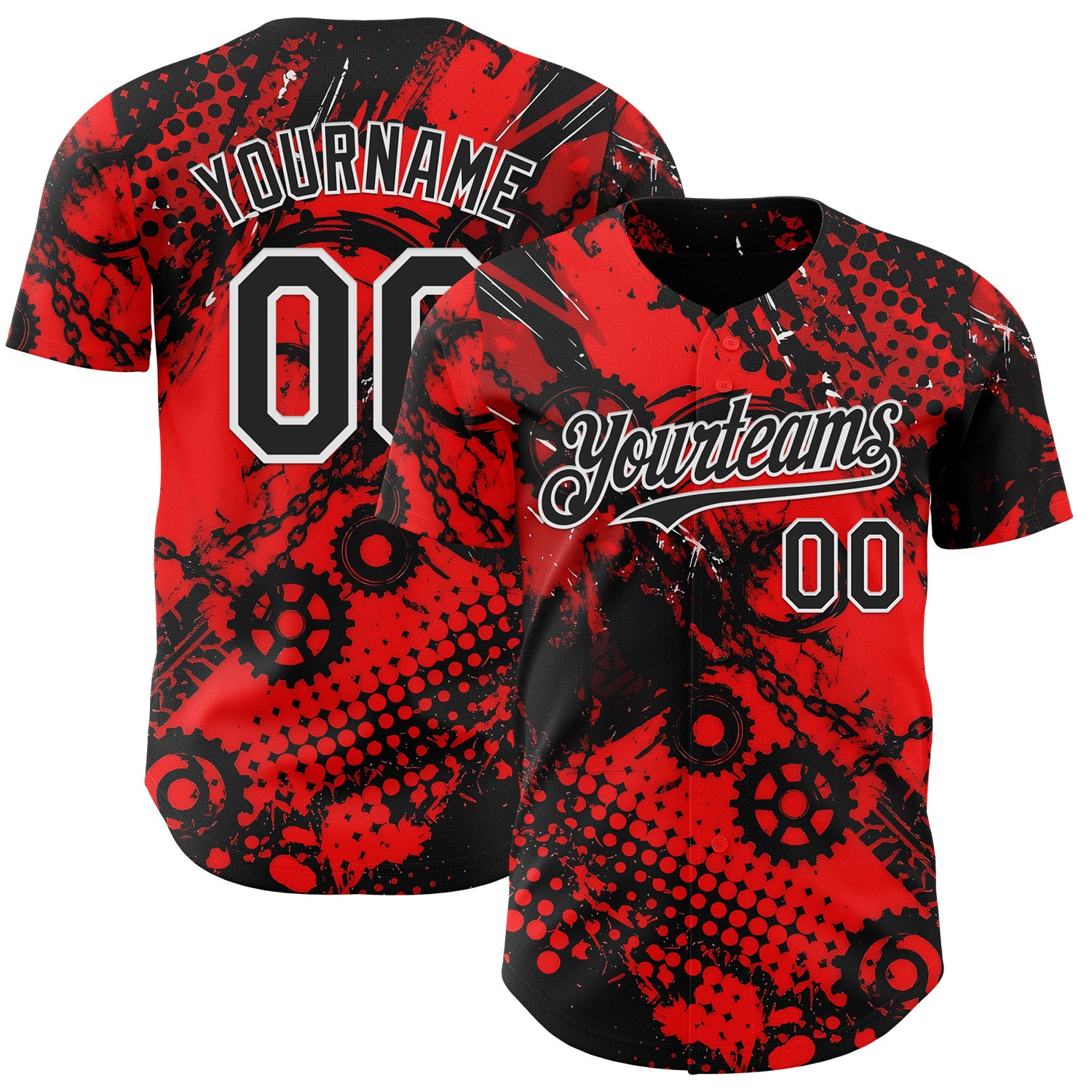 FansIdea Custom Red Black-White 3D Pattern Design Motorcycle Motocross Halftone Dot Authentic Baseball Jersey - $29.99 at Proof Eyewear