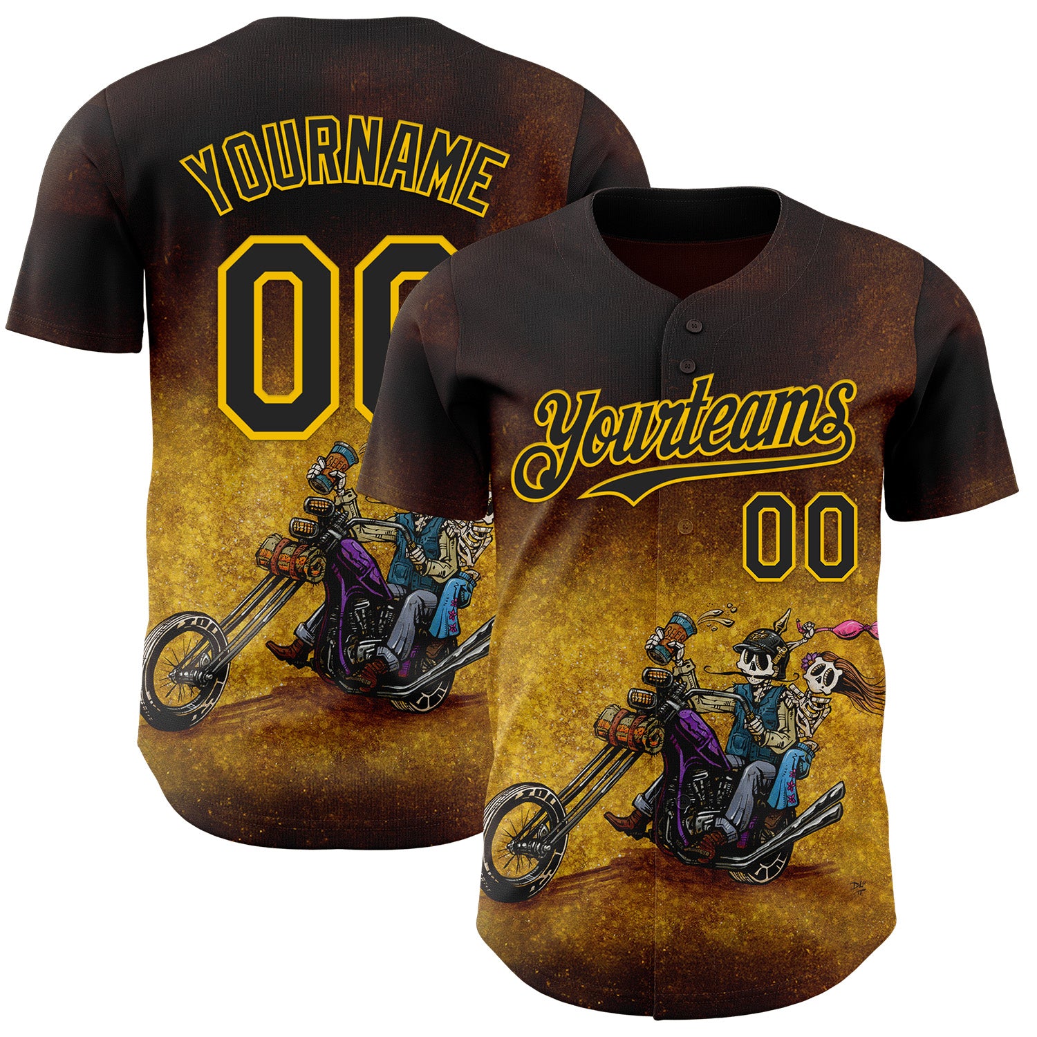Fansidea-artist-collabs Custom Brown Black-Yellow David Lozeau Ride Free Authentic Baseball Jersey - $34.99 at Proof Eyewear