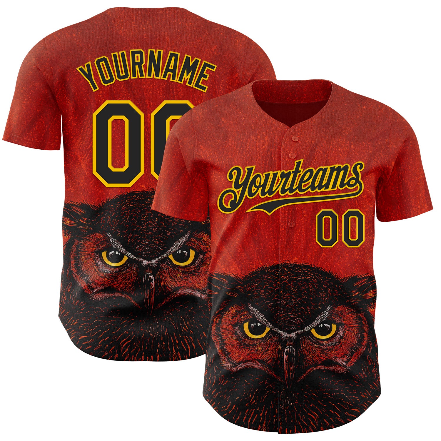 Fansidea-artist-collabs Custom Red Black-Yellow David Lozeau The Owl Authentic Baseball Jersey - $34.99 at Proof Eyewear