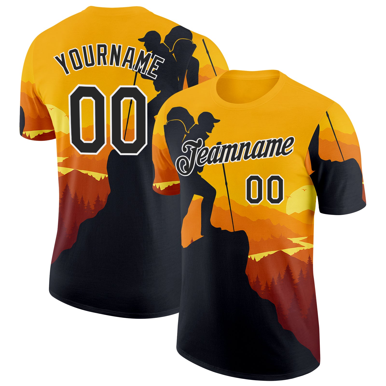 FansIdea Custom Yellow Black-White Mountain Climbing Performance T-Shirt - $14.99 at Proof Eyewear