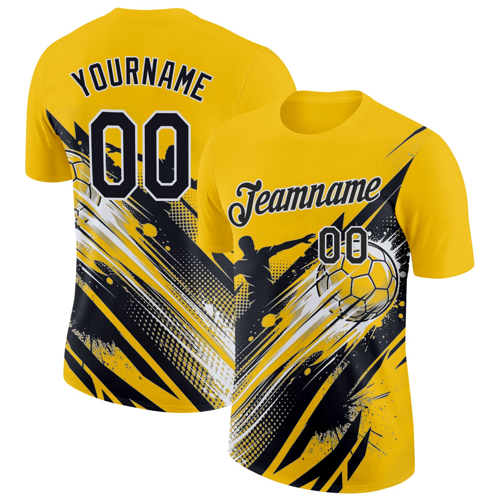 FansIdea Custom Yellow Black-White Handball Performance T-Shirt - $14.99 at Proof Eyewear