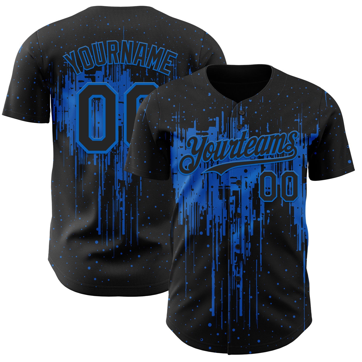 FansIdea Custom Black Blue Dripping Splatter Paint Authentic Baseball Jersey - $29.99 at Proof Eyewear
