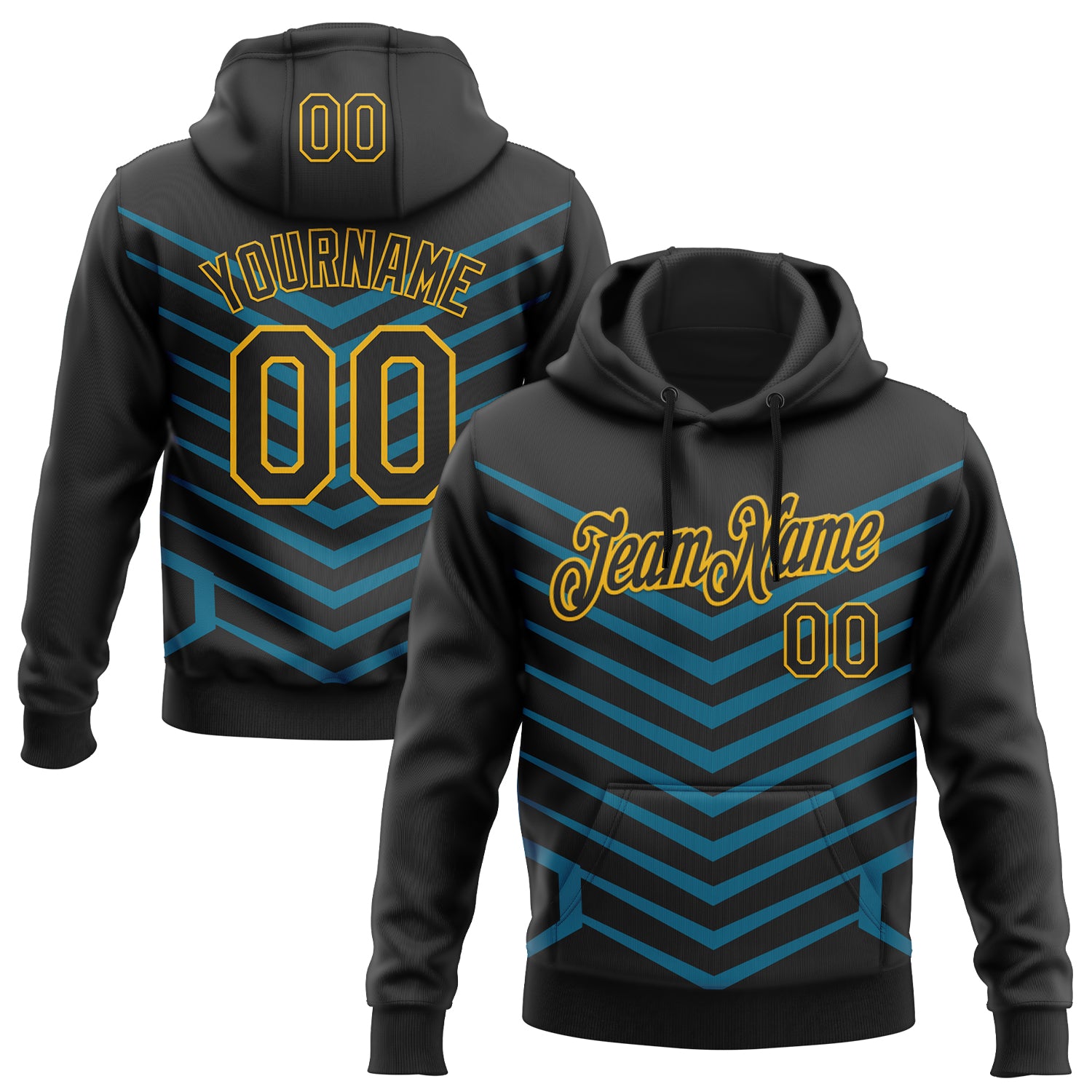 FansIdea Custom Stitched Black Blue-Gold 3D Pattern Design Sportswear Pullover Sweatshirt Hoodie - $32.99 at Proof Eyewear