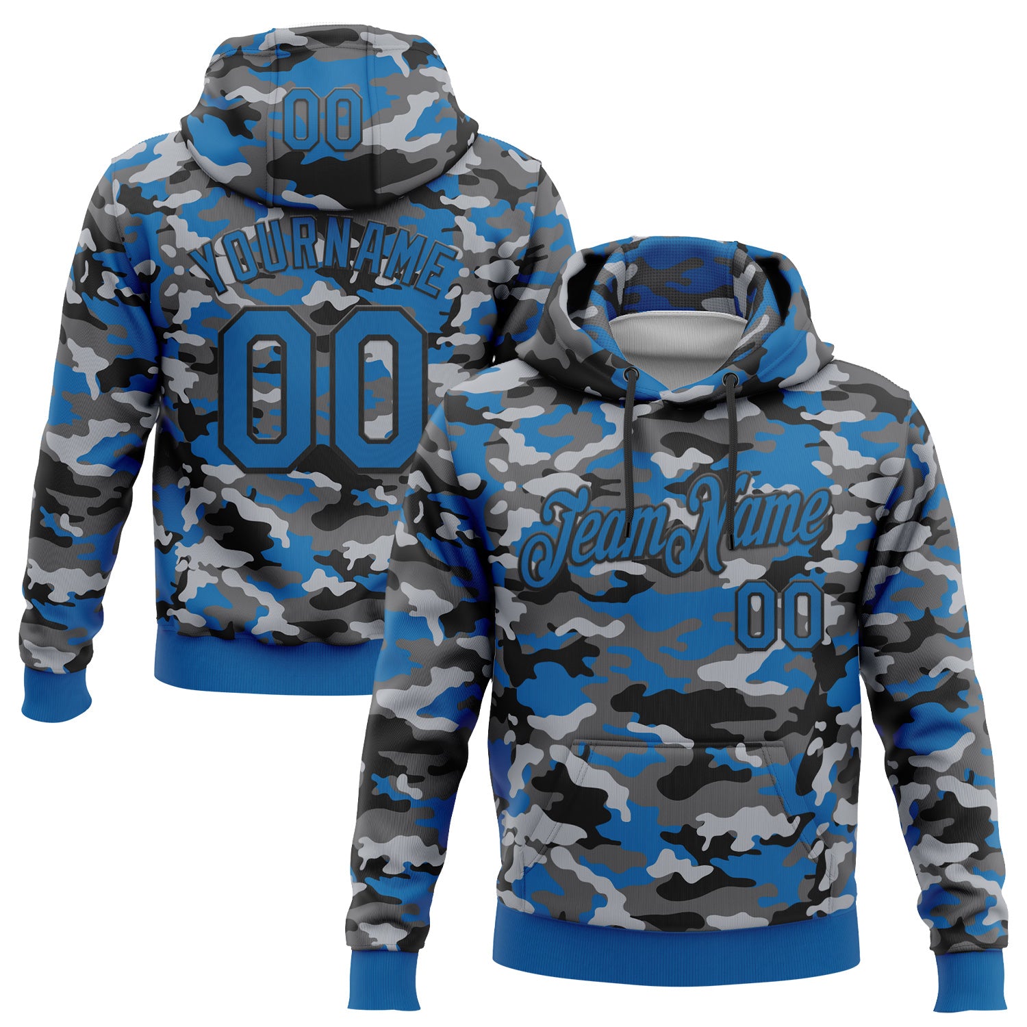 FansIdea Custom Stitched Camo Blue-Black Salute To Service Pullover Sweatshirt Hoodie - $32.99 at Proof Eyewear