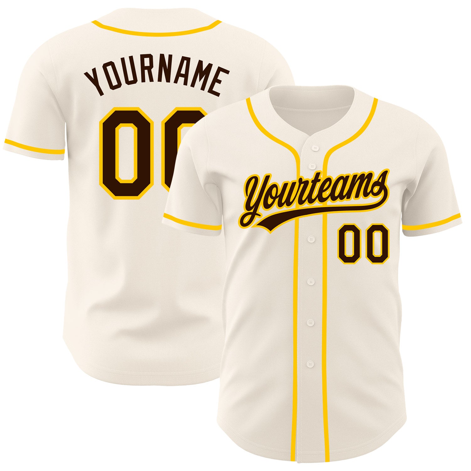 FansIdea Custom Cream Brown-Yellow Authentic Baseball Jersey - $27.99 at Proof Eyewear