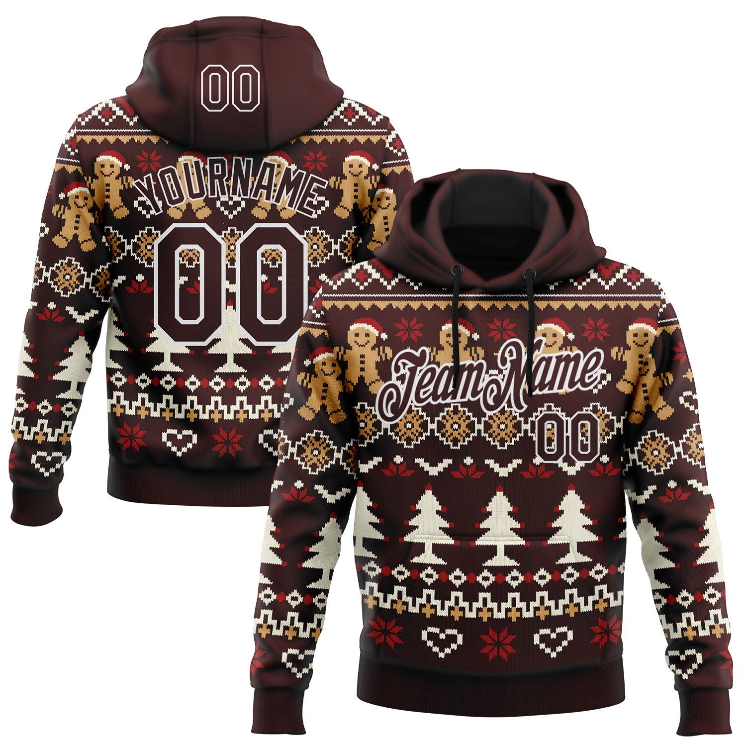 FansIdea Custom Brown-White Christmas Gingerbread Pullover Sweatshirt Hoodie - $32.99 at Proof Eyewear