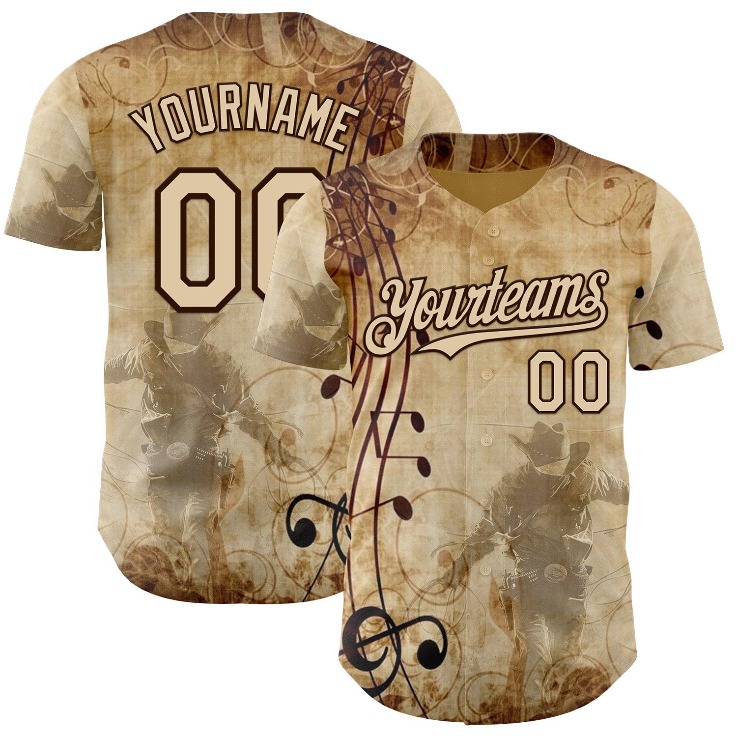 FansIdea Custom City Cream Brown Texas Grunge Cowboy Country Music City Edition Authentic Baseball Jersey - $29.99 at Proof Eyewear