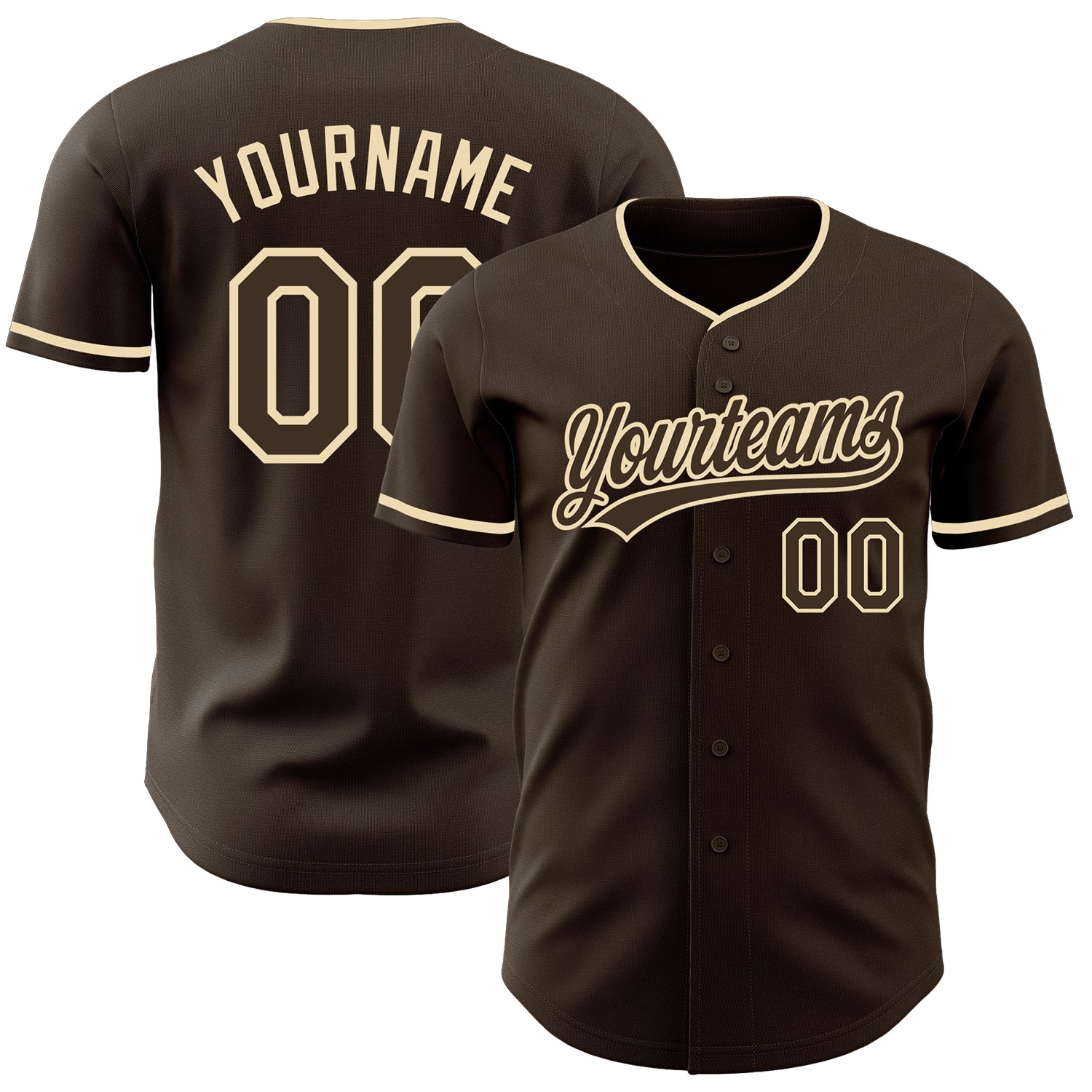 Custom Brown-Cream Authentic Baseball Jersey