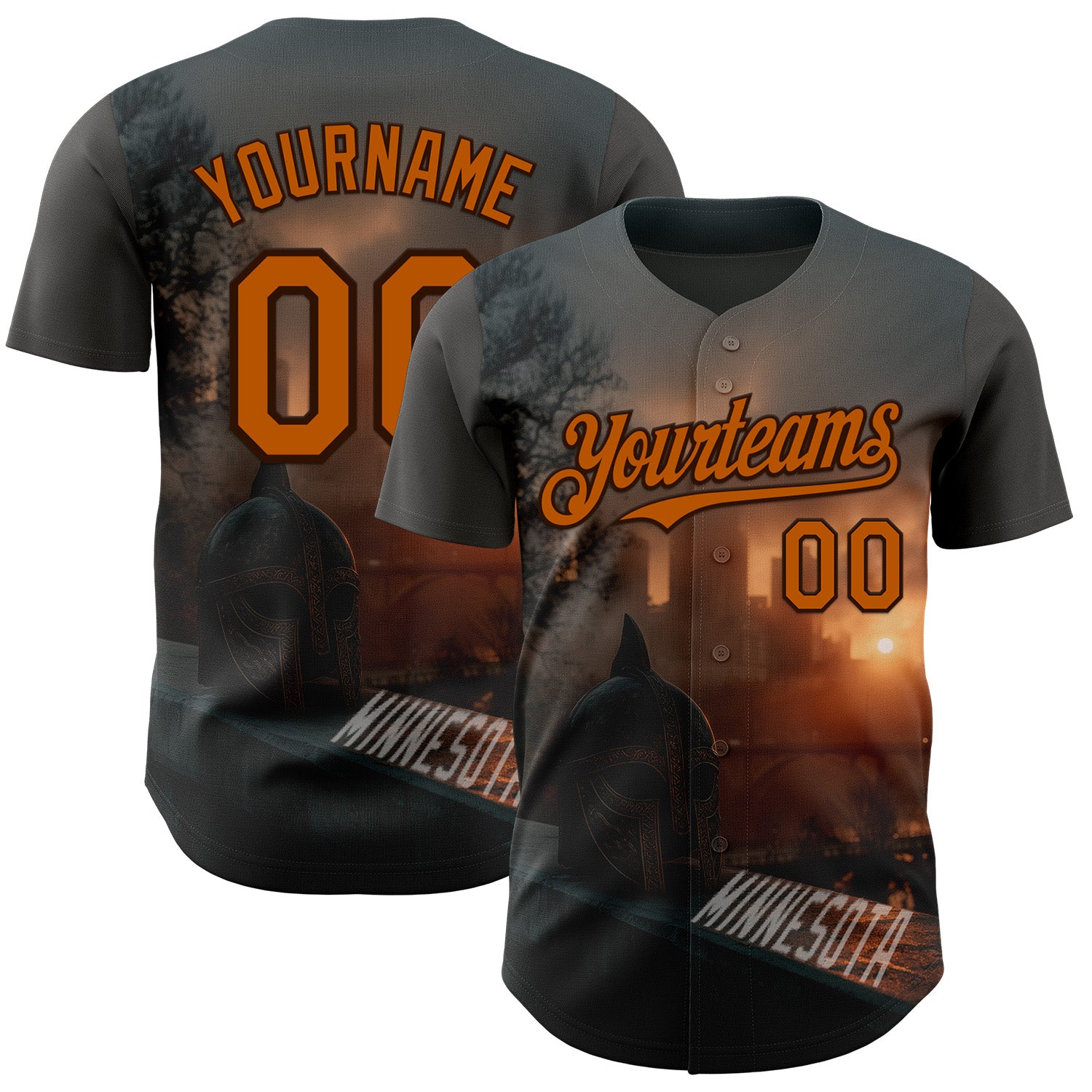 FansIdea Custom Gray Texas Orange-Brown Minnesota Sunset Cityscape Vikings City Symbol Authentic Baseball Jersey - $29.99 at Proof Eyewear