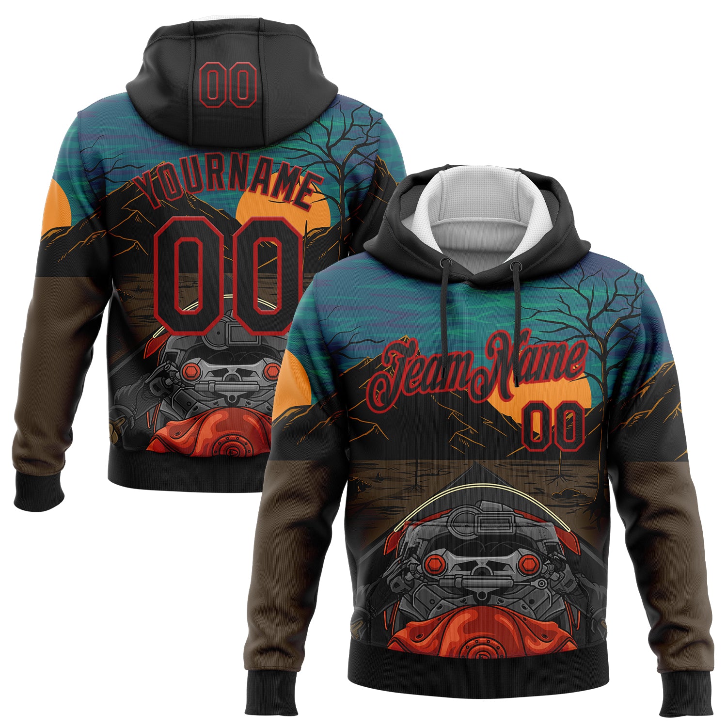 FansIdea Custom Stitched Green Black Brown-Red 3D Pattern Design Motorcycle Motocross Racing Sports Pullover Sweatshirt Hoodie - $32.99 at Proof Eyewear