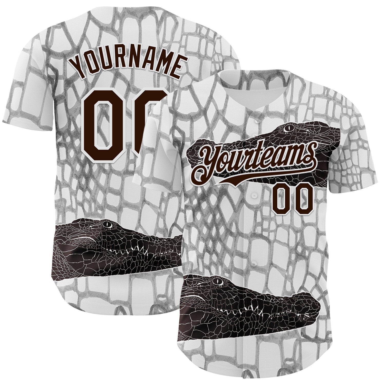FansIdea Custom White Brown-Gray Crocodile Skin Authentic Baseball Jersey - $29.99 at Proof Eyewear