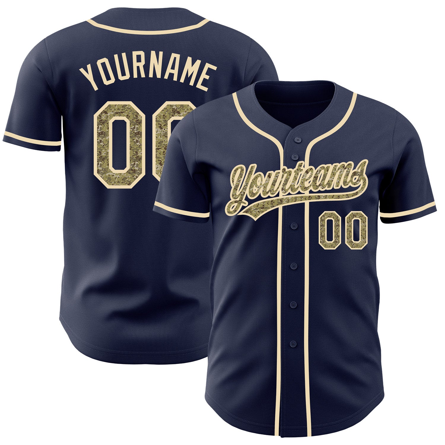 FansIdea Custom Navy Camo-Cream Authentic Baseball Jersey - $27.99 at Proof Eyewear