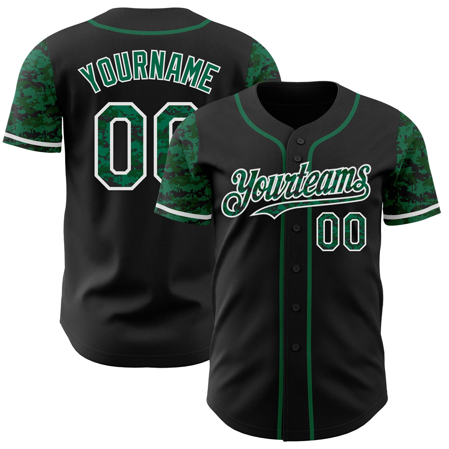 FansIdea Custom Black Kelly Green-White Digital Camo Two Tone Authentic Baseball Jersey - $29.99 at Proof Eyewear