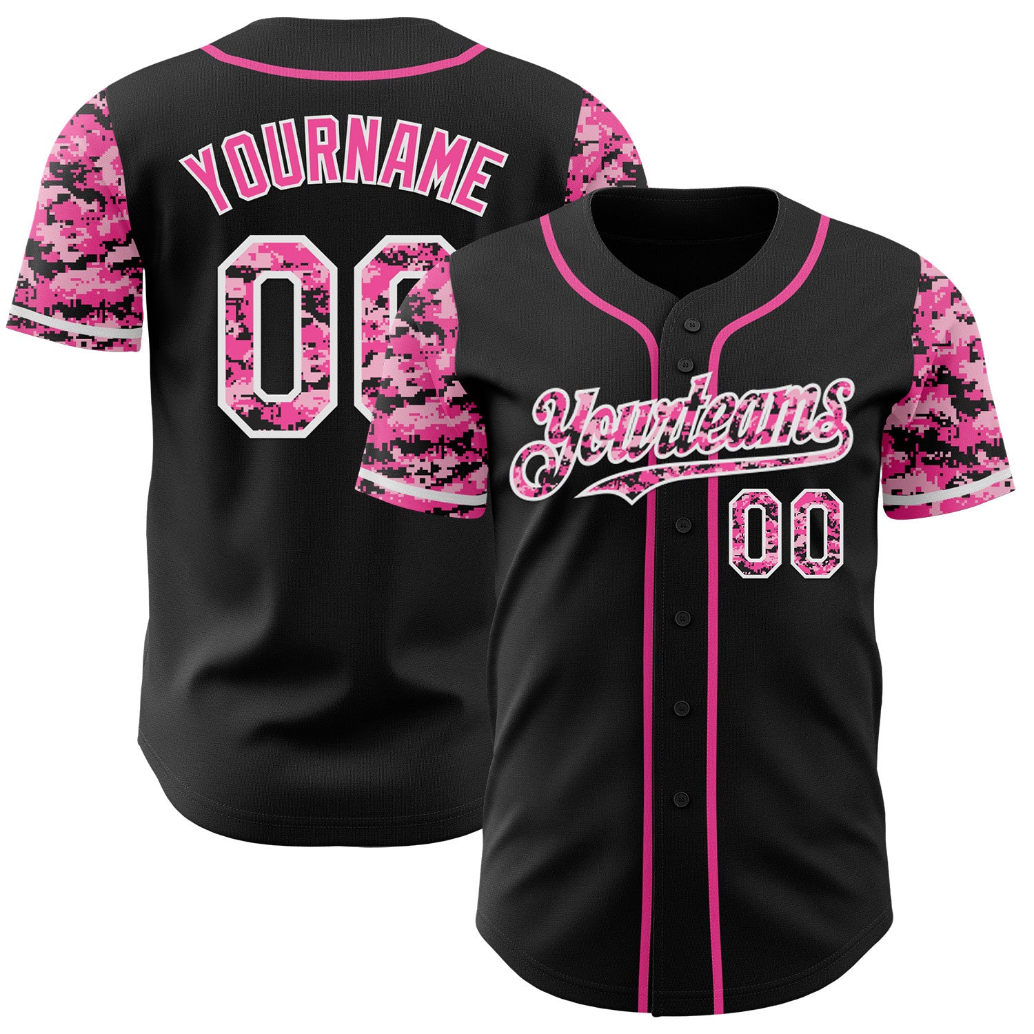 FansIdea Custom Black Pink-White Digital Camo Two Tone Authentic Baseball Jersey - $29.99 at Proof Eyewear
