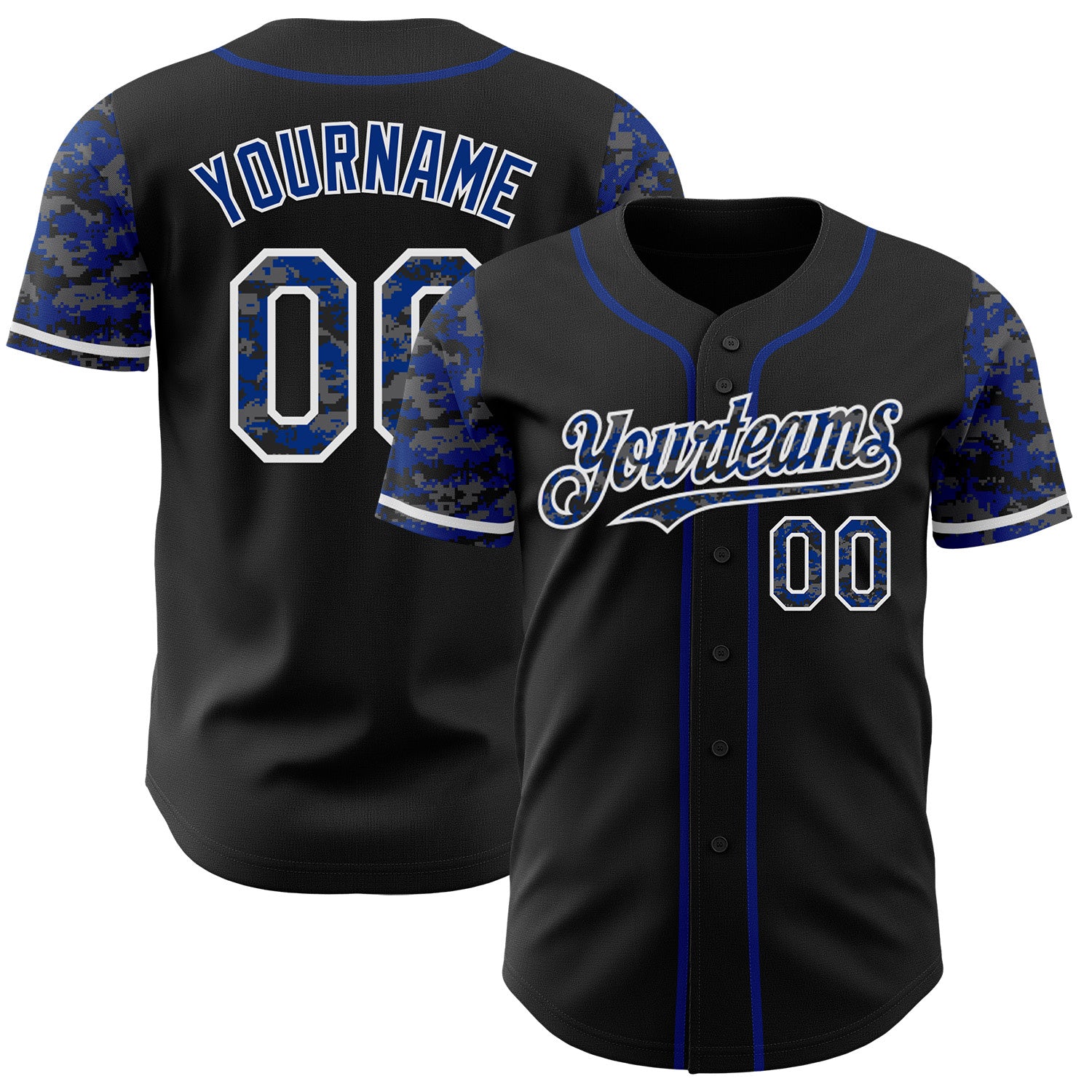 FansIdea Custom Black Royal-White Digital Camo Two Tone Authentic Baseball Jersey - $29.99 at Proof Eyewear
