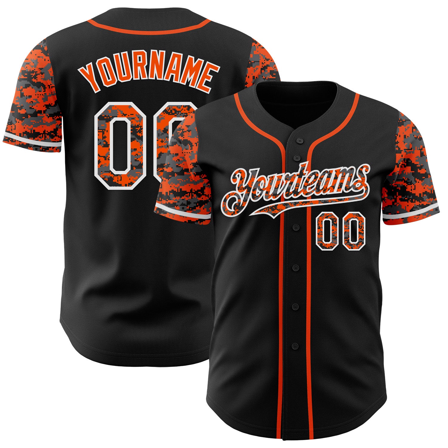 FansIdea Custom Black Orange-White Digital Camo Two Tone Authentic Baseball Jersey - $29.99 at Proof Eyewear