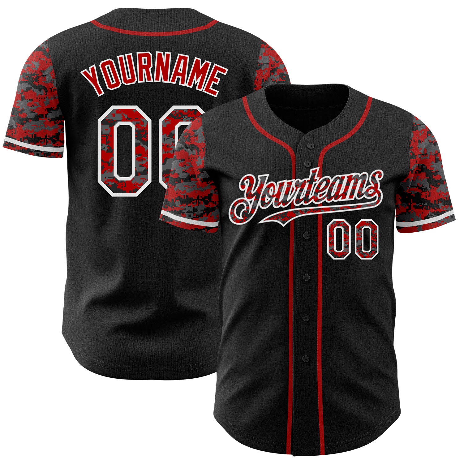 FansIdea Custom Black Red-White Digital Camo Two Tone Authentic Baseball Jersey - $29.99 at Proof Eyewear