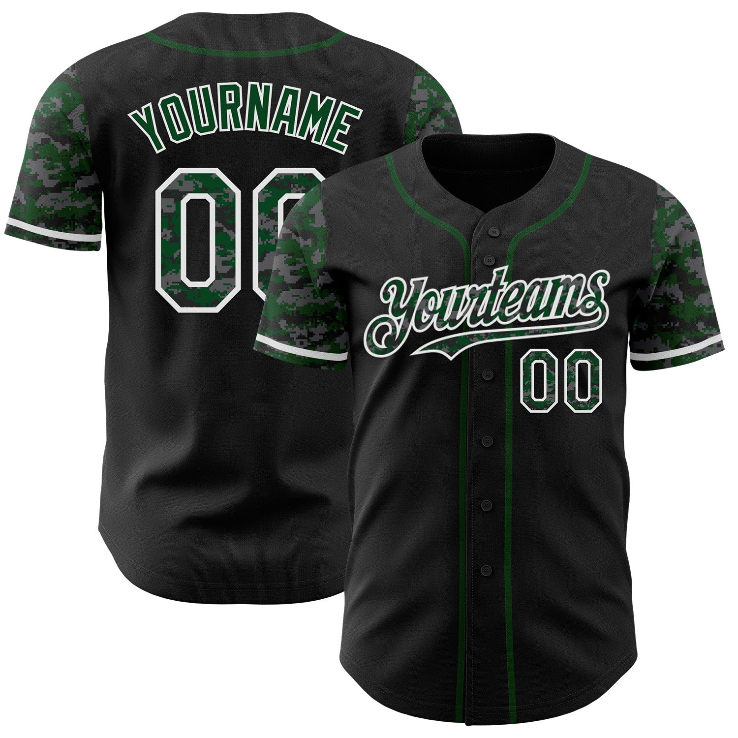 FansIdea Custom Black Green-White Digital Camo Two Tone Authentic Baseball Jersey - $29.99 at Proof Eyewear