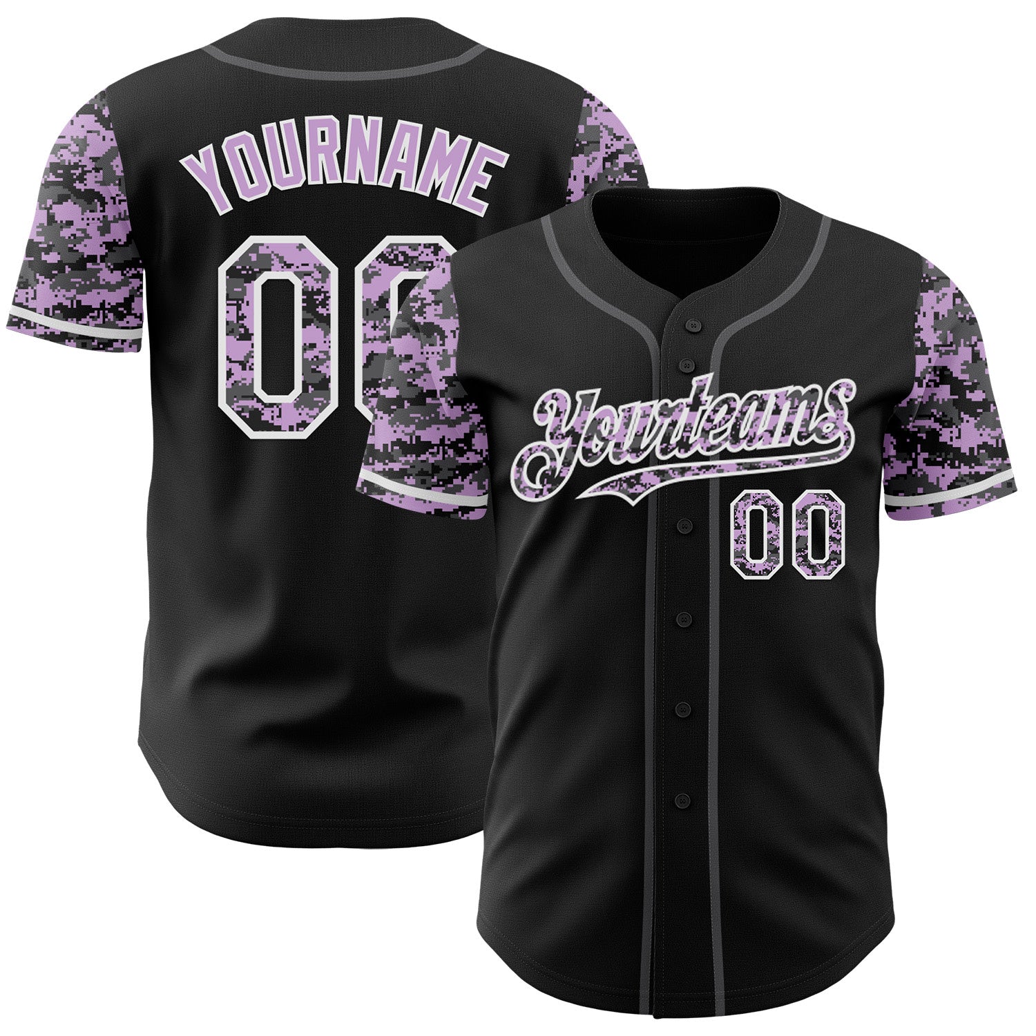 FansIdea Custom Black Light Purple White-Steel Gray Digital Camo Two Tone Authentic Baseball Jersey - $29.99 at Proof Eyewear
