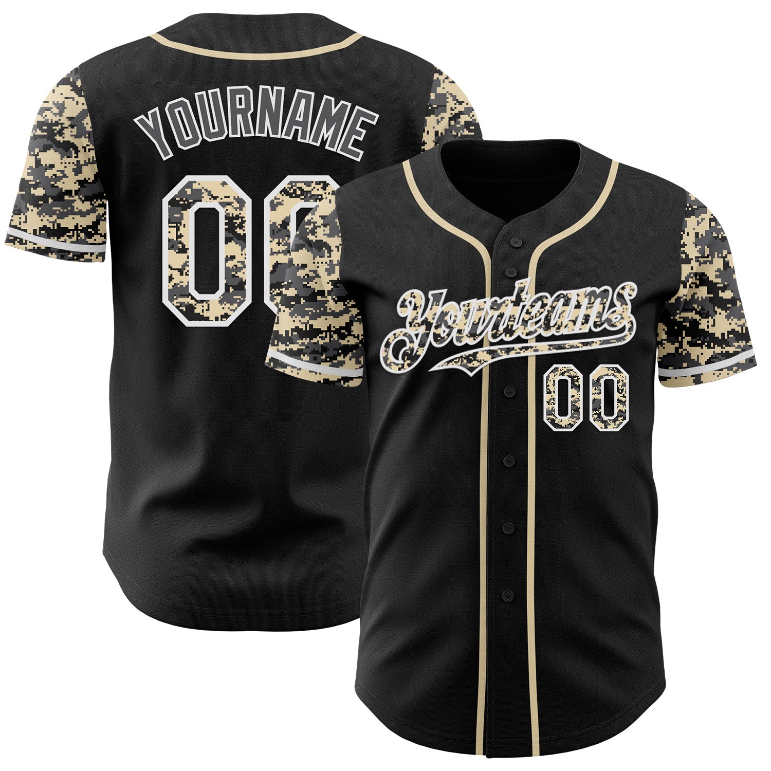 FansIdea Custom Black Cream White-Steel Gray Digital Camo Two Tone Authentic Baseball Jersey - $29.99 at Proof Eyewear