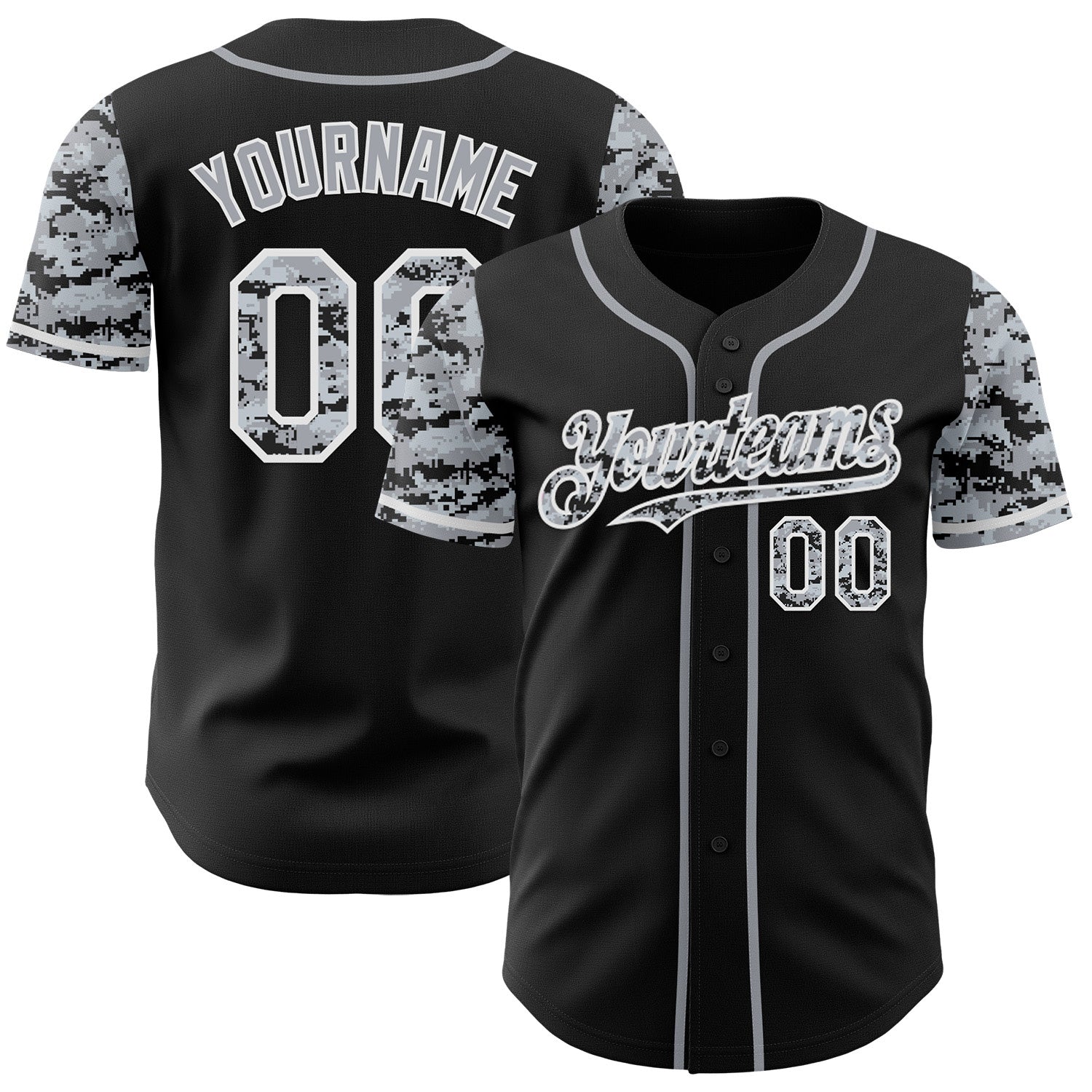 FansIdea Custom Black Gray-White Digital Camo Two Tone Authentic Baseball Jersey - $29.99 at Proof Eyewear
