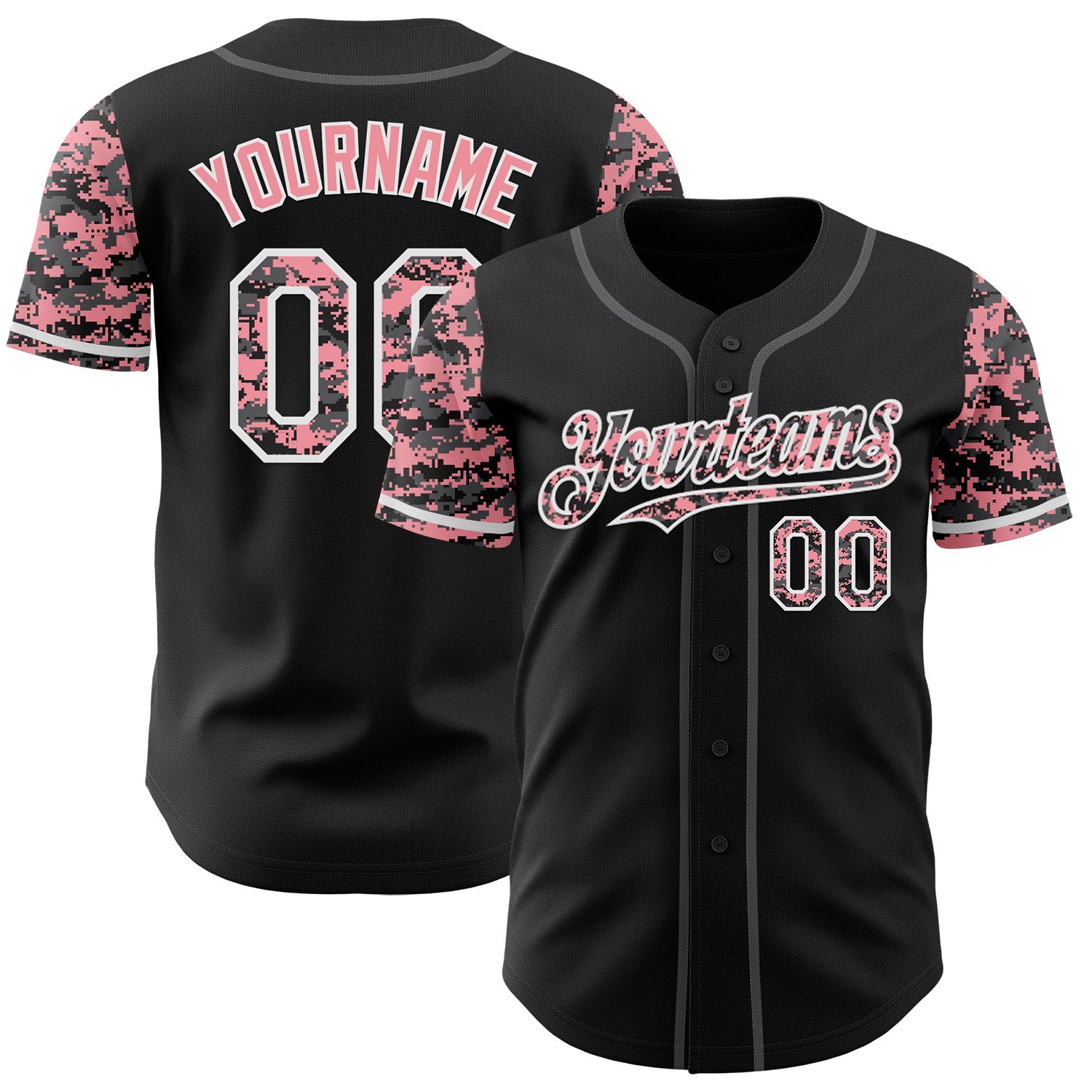 FansIdea Custom Black Medium Pink White-Steel Gray Digital Camo Two Tone Authentic Baseball Jersey - $29.99 at Proof Eyewear