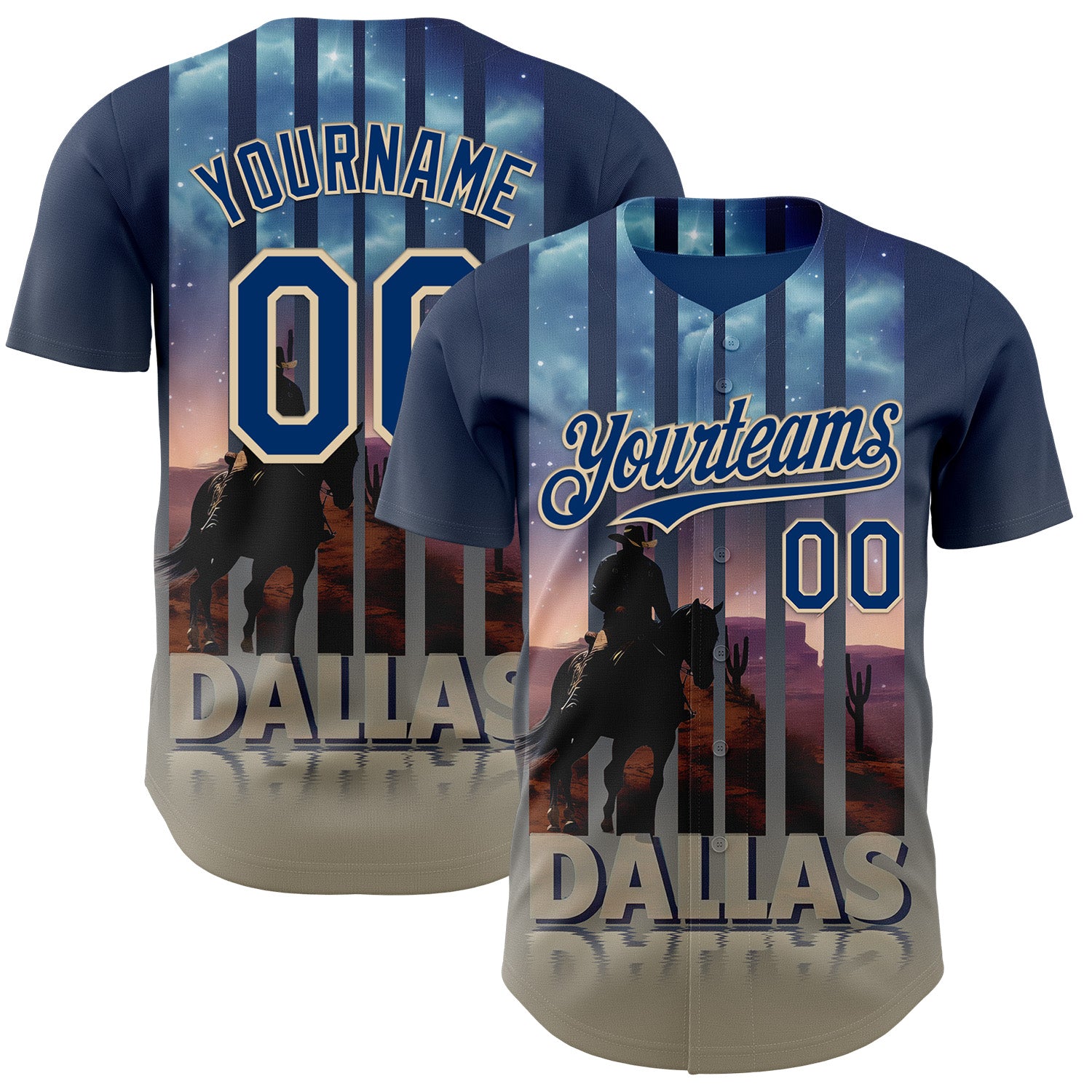 FansIdea Custom Blue US Navy Blue City Cream-Gray Dallas Texas Western Cowboy City Symbol Authentic Baseball Jersey - $29.99 at Proof Eyewear
