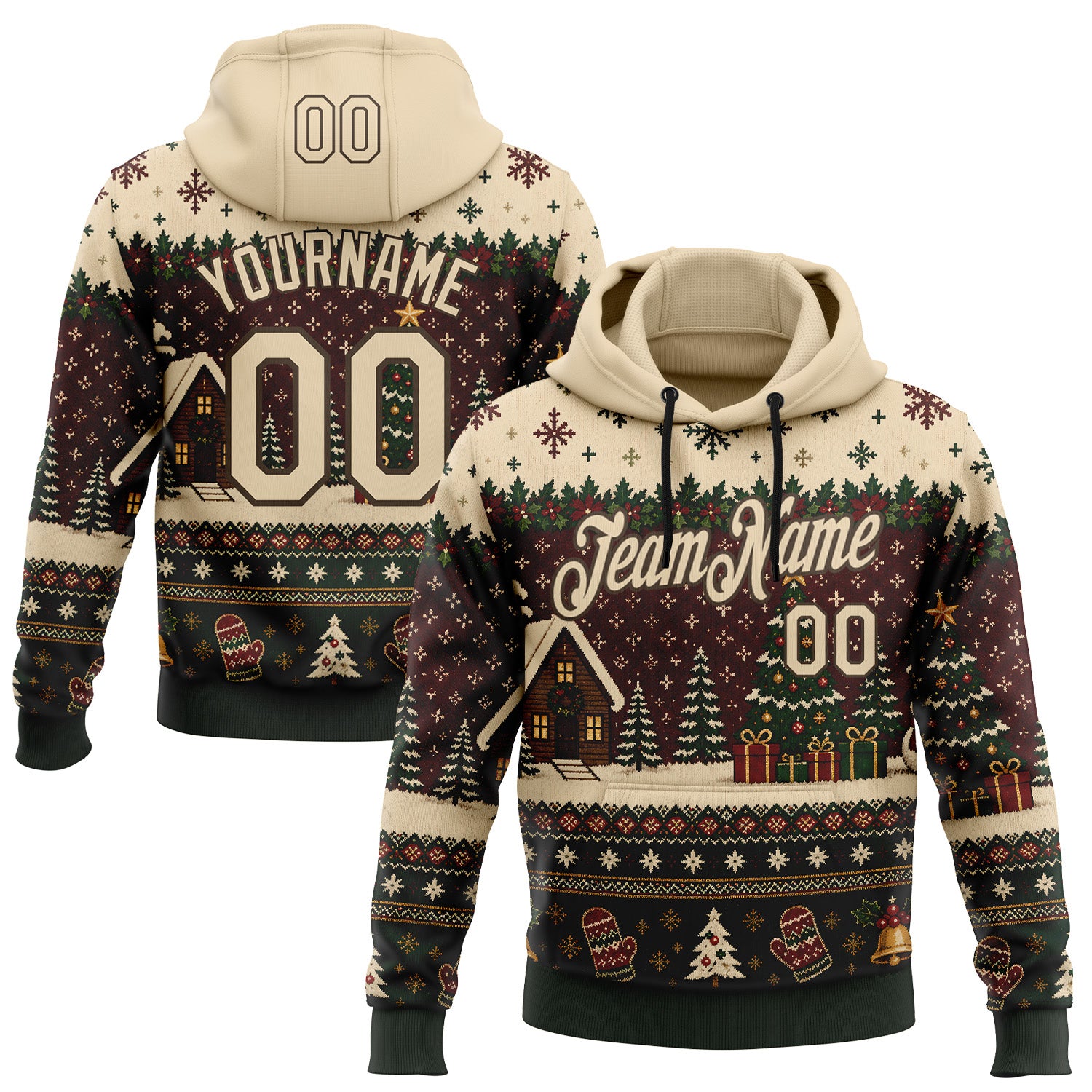 FansIdea Custom Brown-City Cream Christmas Cottage Pullover Sweatshirt Hoodie - $32.99 at Proof Eyewear