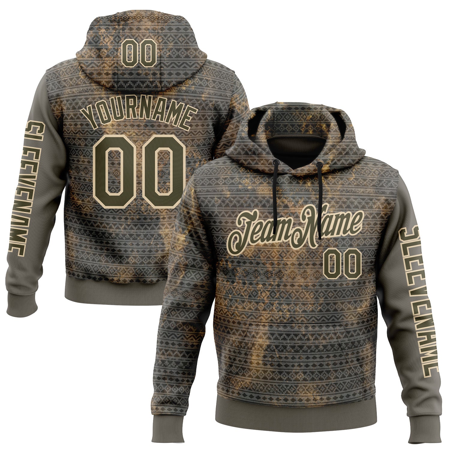 FansIdea Custom Gray Olive-City Cream 3D Pattern Design Ethnic Tribal Sportswear Pullover Sweatshirt Hoodie - $32.99 at Proof Eyewear