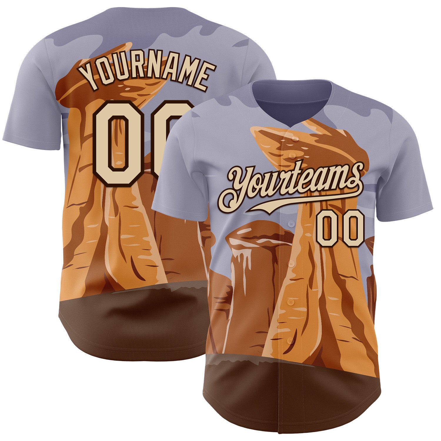 Fansidea-artist-collabs Custom Purple City Cream-Brown Aloysius Patrimonio Ah-Shi-Sle-Pah New Mexico Poster WPA Authentic Baseball Jersey - $34.99 at Proof Eyewear