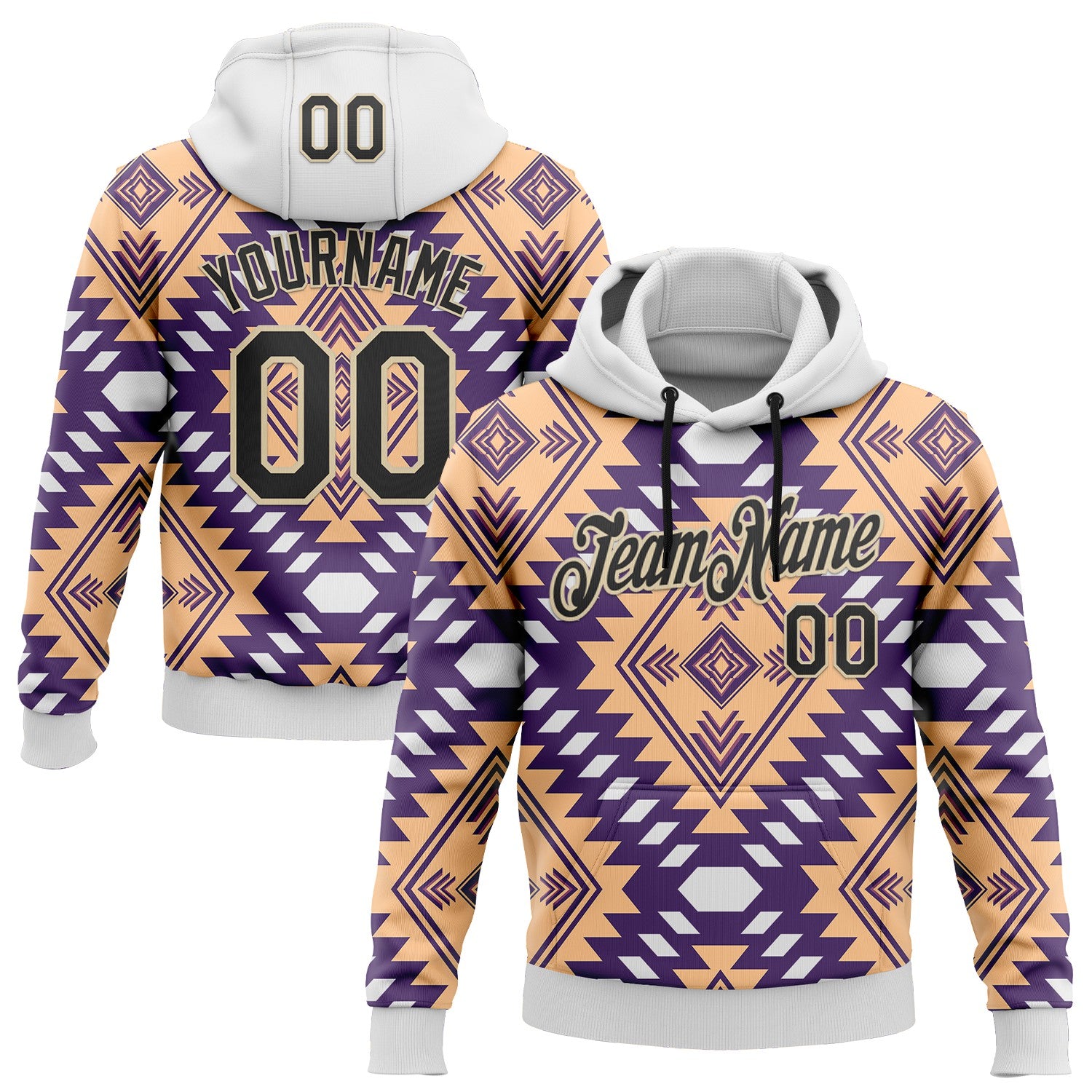 FansIdea Custom Stitched White Black-City Cream 3D Pattern Design Tribal Ethnic Native American Sports Pullover Sweatshirt Hoodie - $32.99 at Proof Eyewear