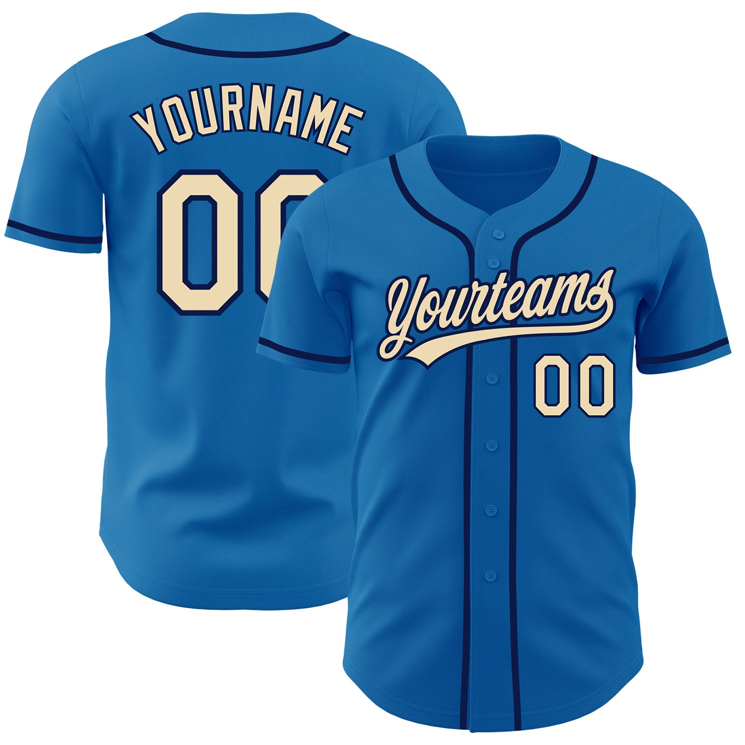 FansIdea Custom Blue Cream-Navy Authentic Baseball Jersey - $27.99 at Proof Eyewear