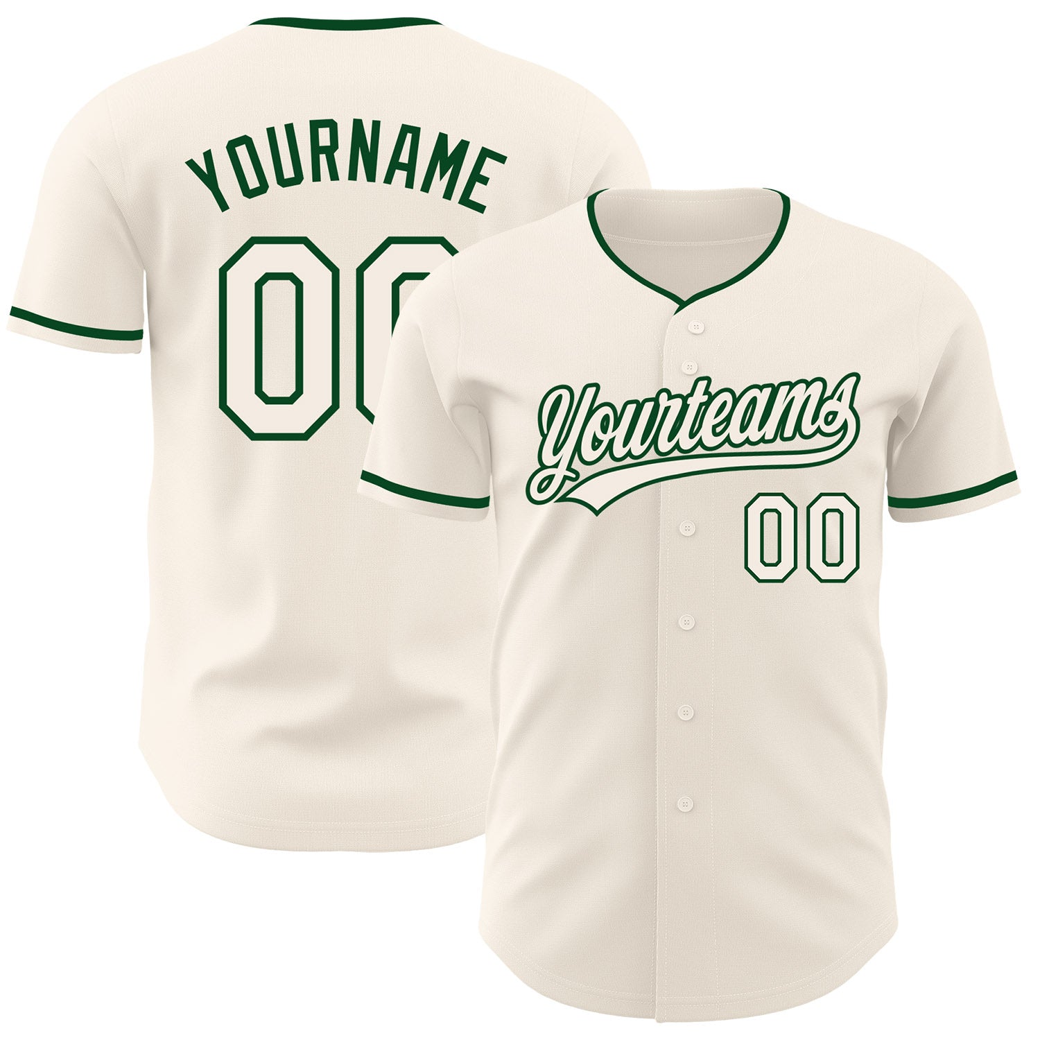 FansIdea Custom Cream-Green Authentic Baseball Jersey - $27.99 at Proof Eyewear