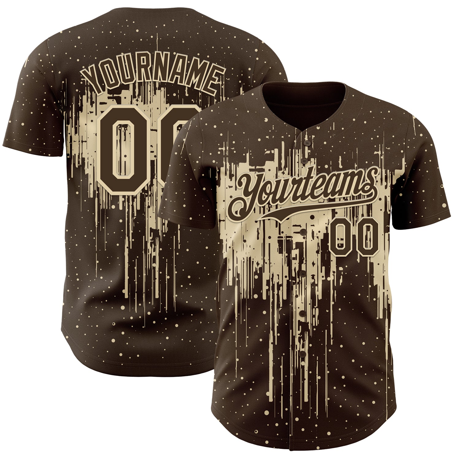 FansIdea Custom Brown Cream Dripping Splatter Paint Authentic Baseball Jersey - $29.99 at Proof Eyewear