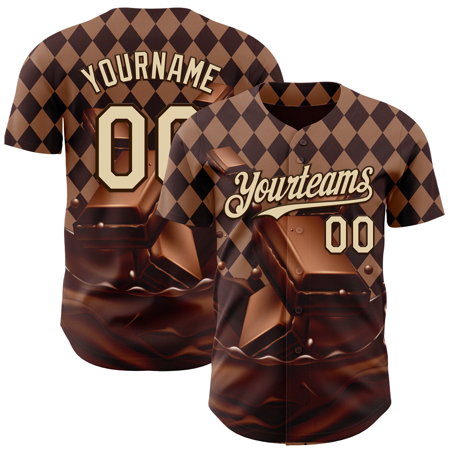 FansIdea Custom Brown-Cream Foodie Food Dessert Chocolate Authentic Baseball Jersey - $29.99 at Proof Eyewear