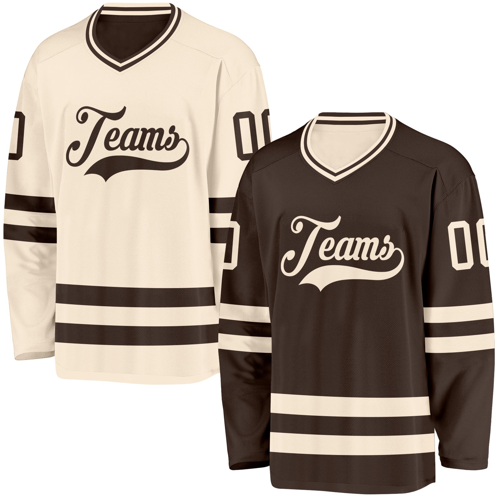 FansIdea Custom Brown-Cream Reversible Double Side Hockey Jersey - $34.99 at Proof Eyewear