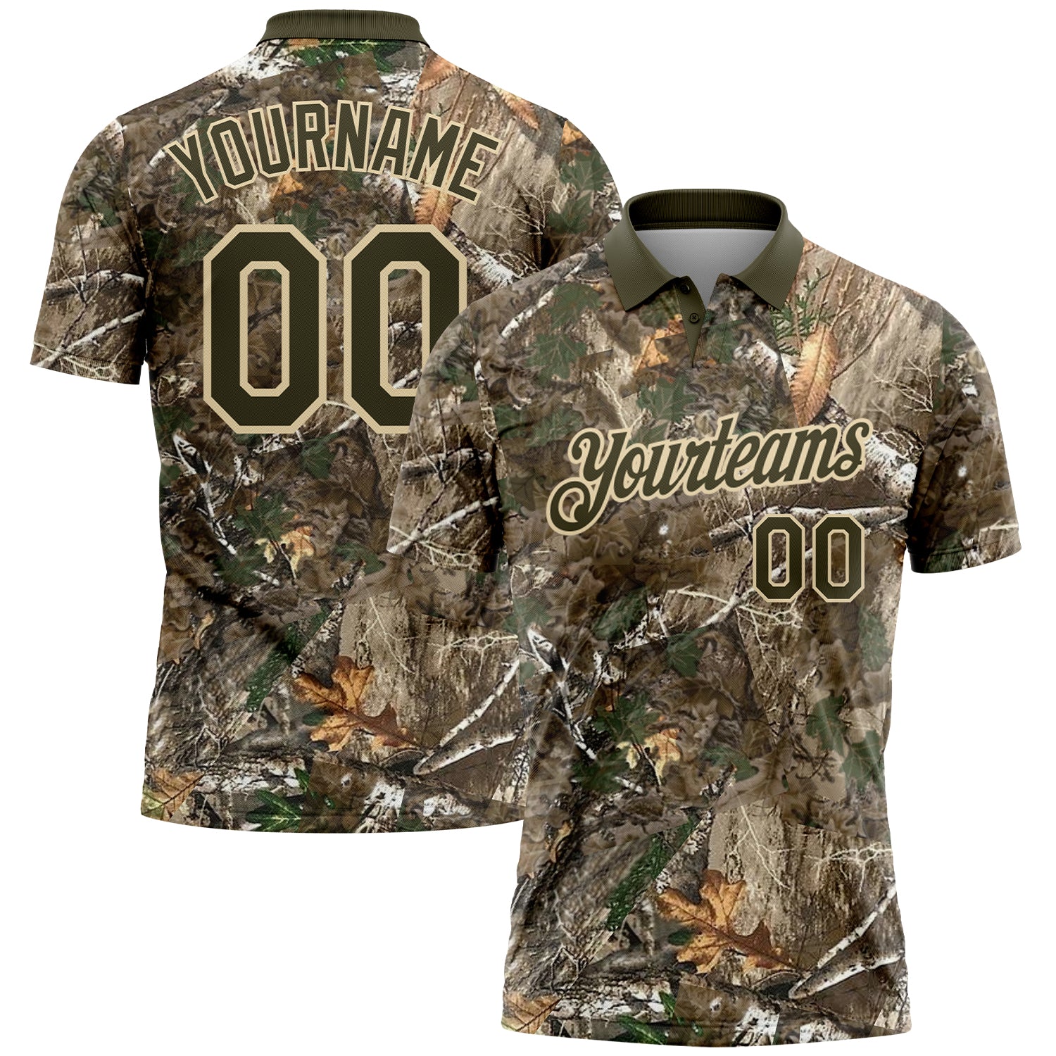 FansIdea Custom Camo Olive-Cream Woodland Forest Camouflage Salute To Service Performance Polo Shirt - $19.99 at Proof Eyewear