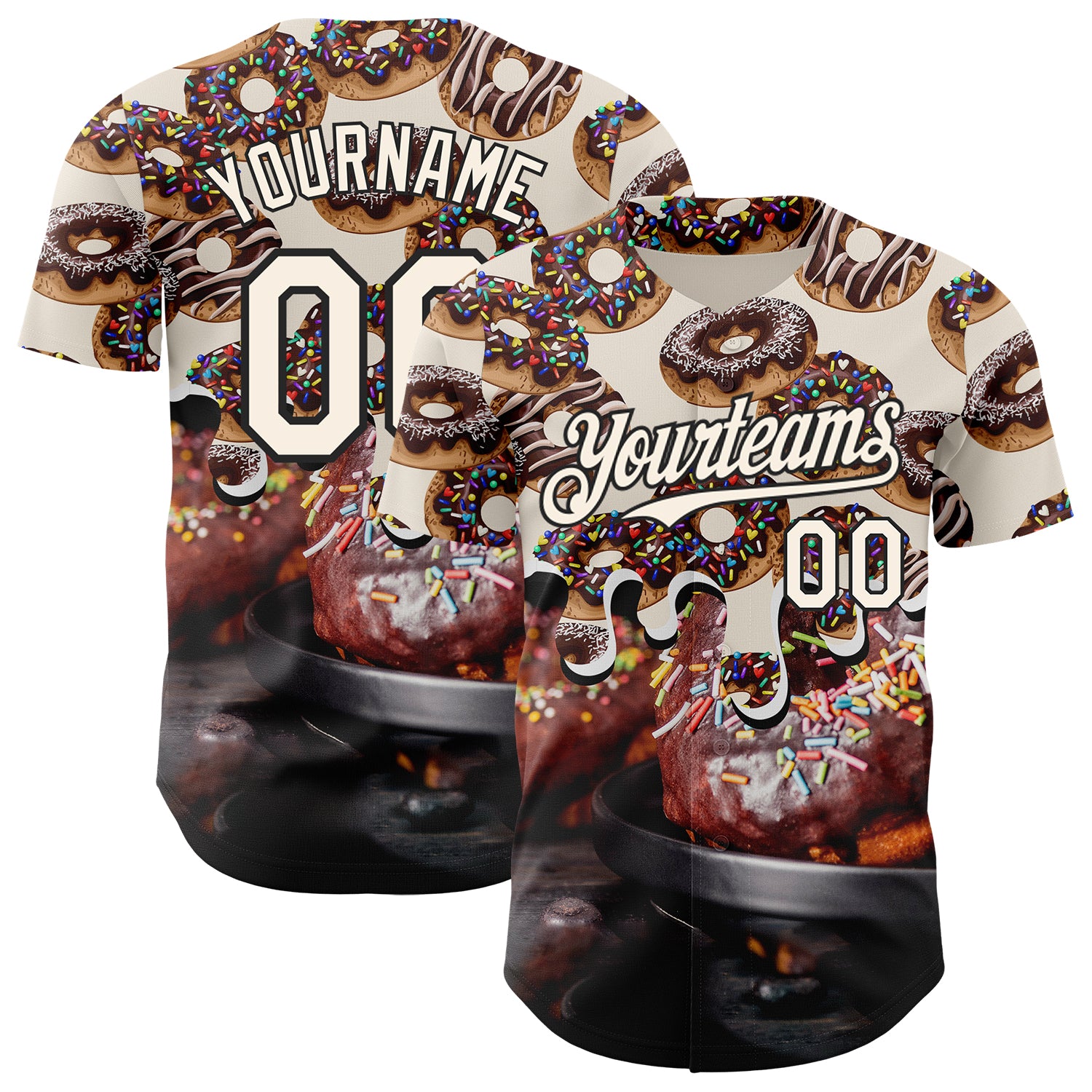 FansIdea Custom Cream-Black Ice Cream Donut  Foodie Dessert Authentic Baseball Jersey - $29.99 at Proof Eyewear