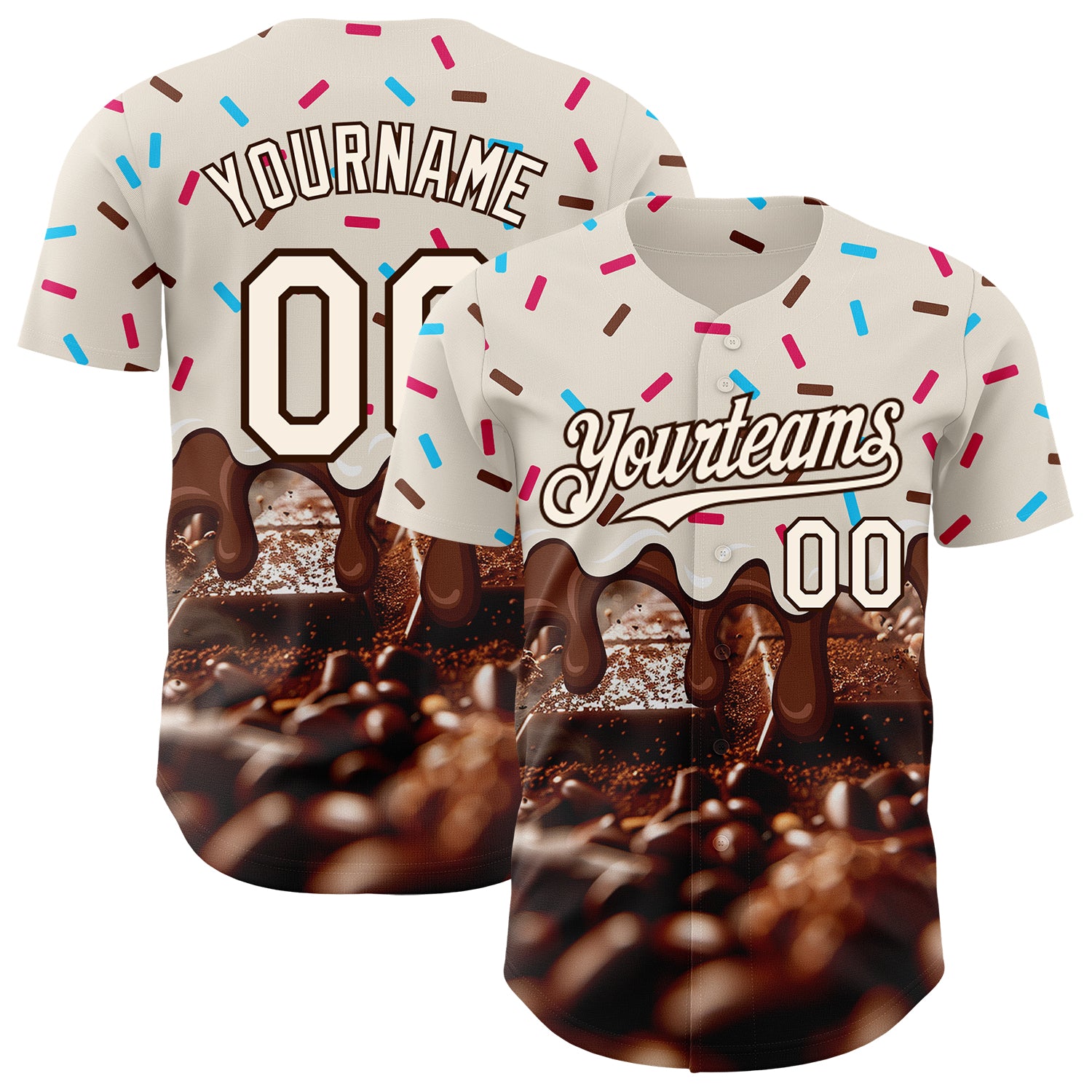 FansIdea Custom Cream-Brown Ice Cream Chocolate Foodie Dessert Authentic Baseball Jersey - $29.99 at Proof Eyewear