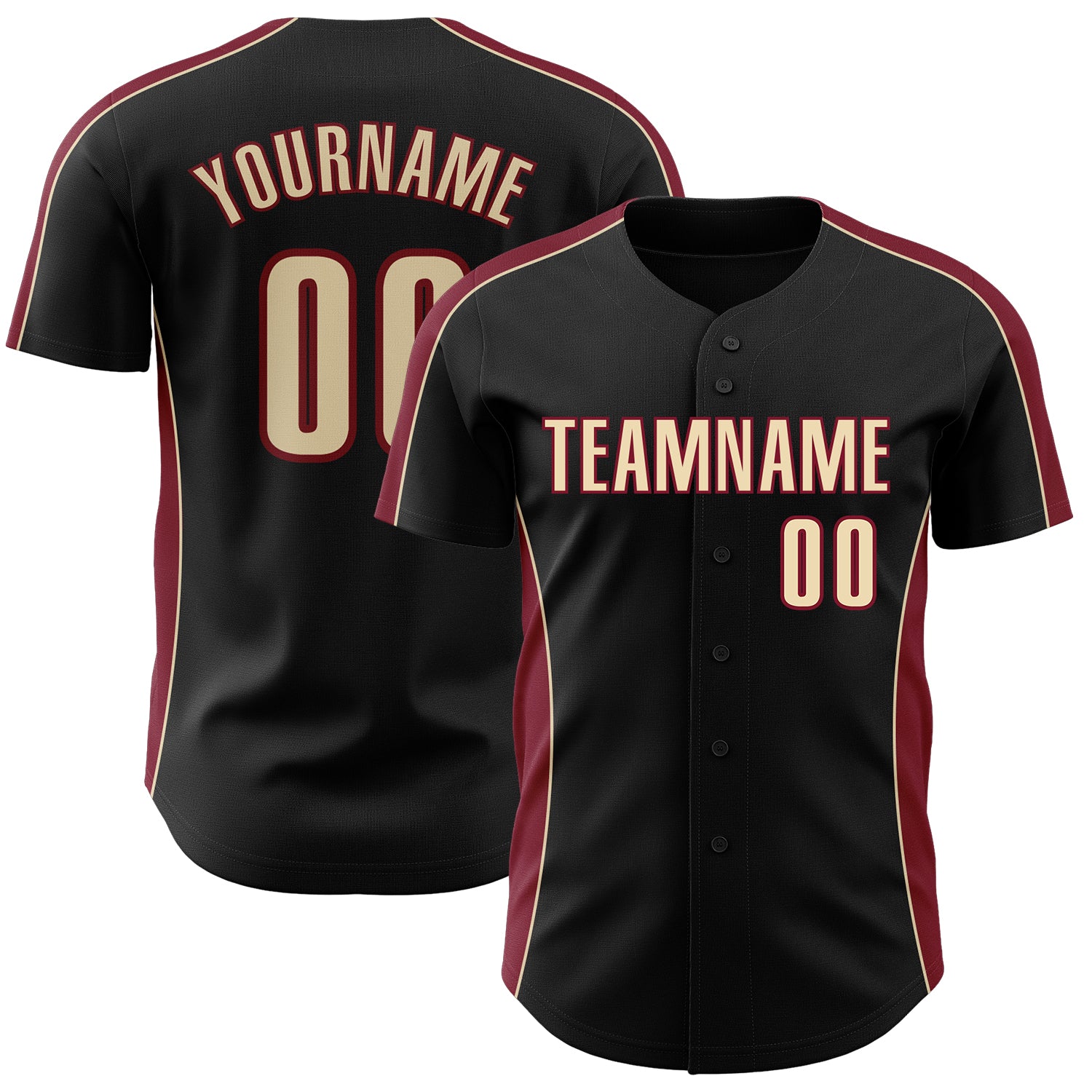 FansIdea Custom Black Cream-Crimson Classic Color Block Side Panel Stripe Authentic Baseball Jersey - $29.99 at Proof Eyewear