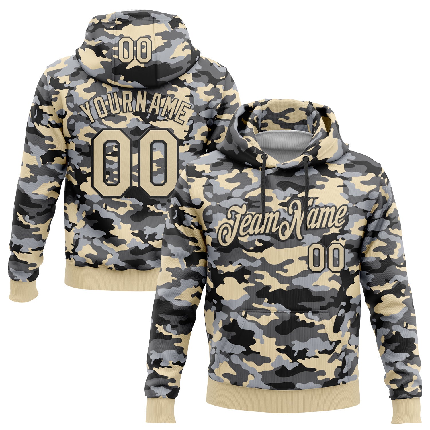 FansIdea Custom Stitched Camo Cream-Black Salute To Service Pullover Sweatshirt Hoodie - $32.99 at Proof Eyewear