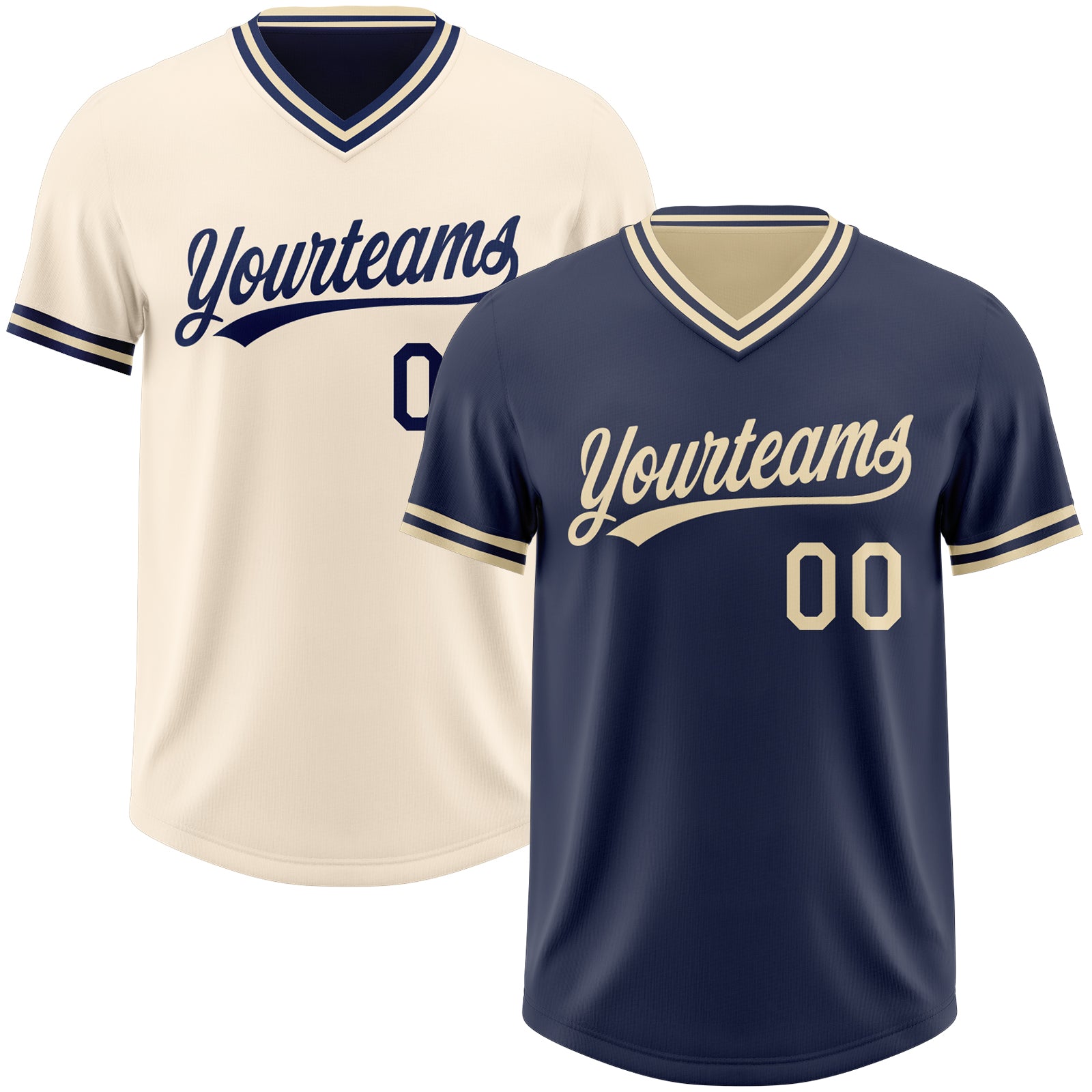 FansIdea Custom Navy-Cream Reversible Pullover Baseball Jersey Shirt - $26.99 at Proof Eyewear