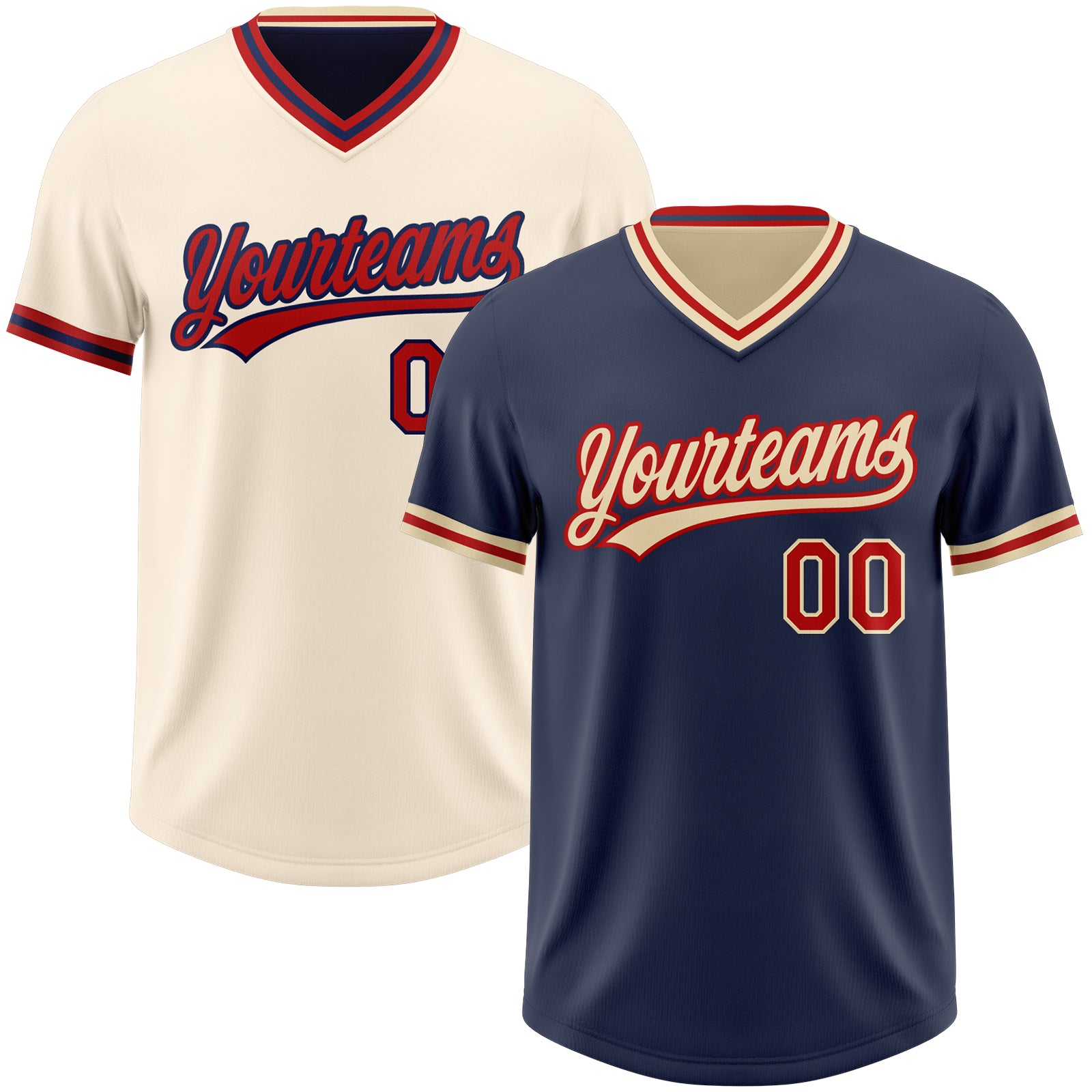 FansIdea Custom Navy Red-Cream Reversible Pullover Baseball Jersey Shirt - $26.99 at Proof Eyewear