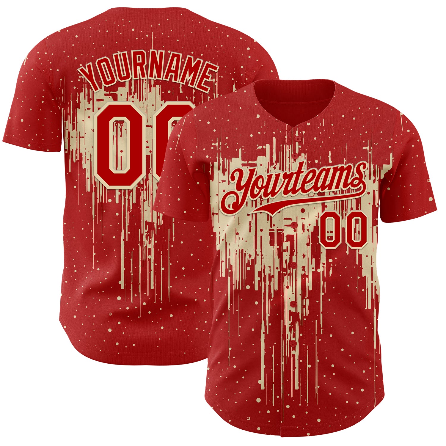 FansIdea Custom Red Cream Dripping Splatter Paint Authentic Baseball Jersey - $29.99 at Proof Eyewear