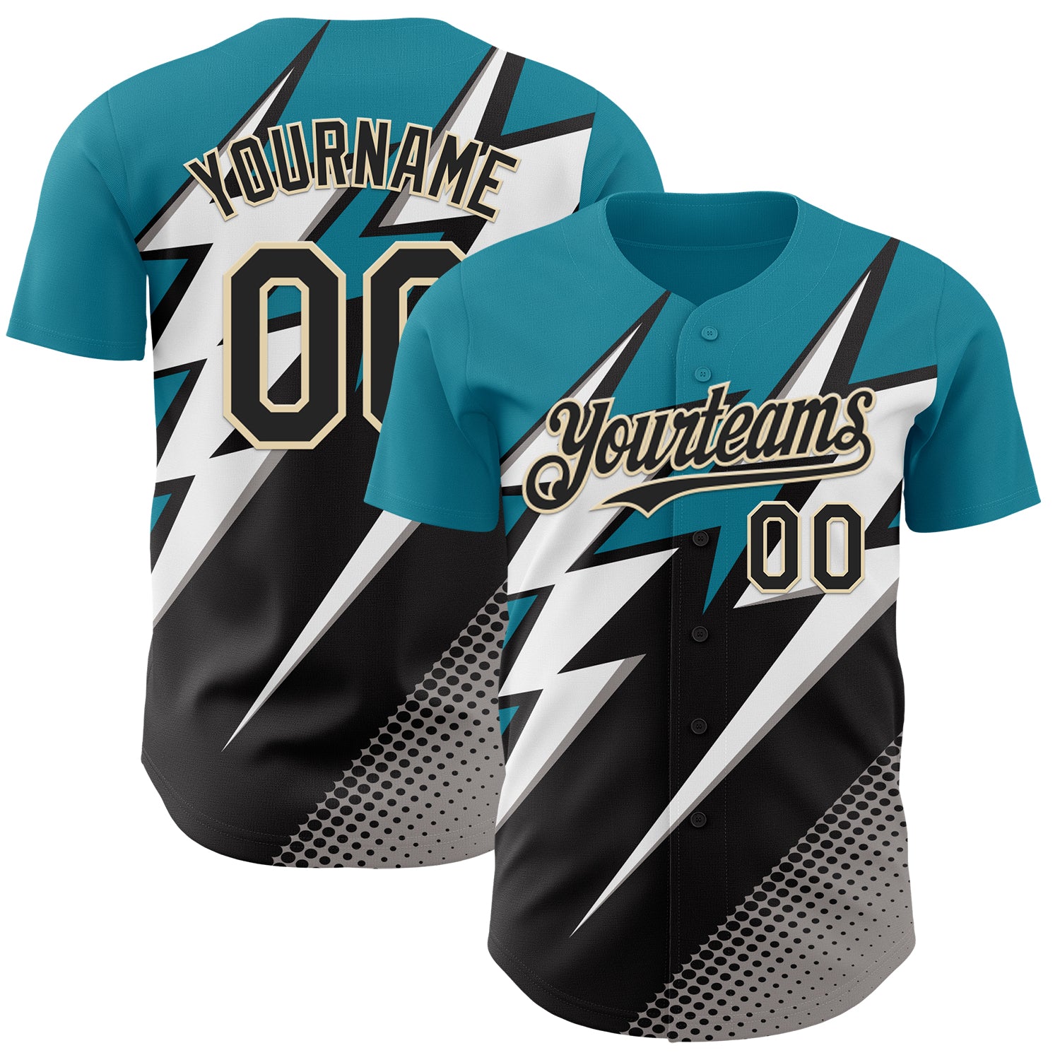 FansIdea Custom Teal Black Cream White-Gray Car Racing Formula Auto Motorsport Authentic Baseball Jersey - $29.99 at Proof Eyewear
