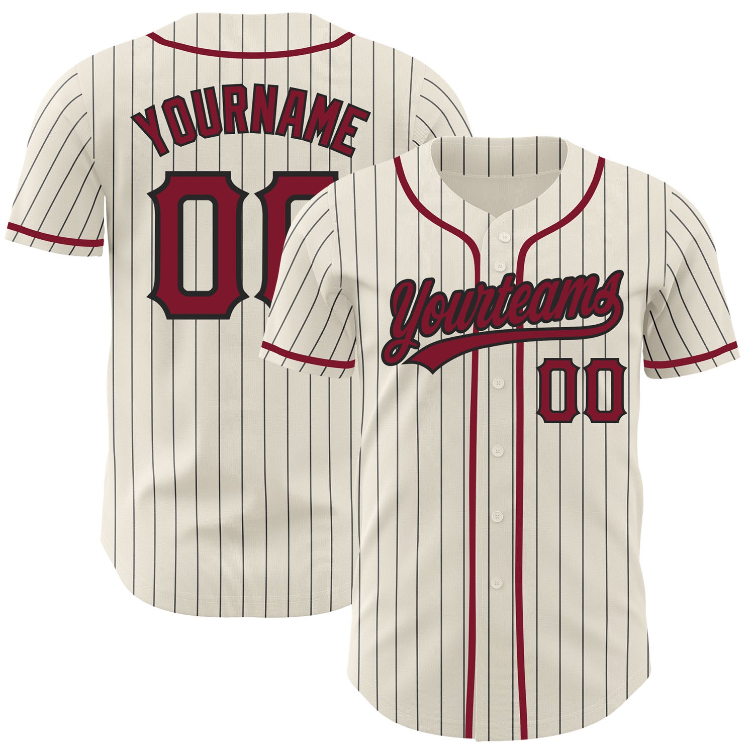 FansIdea Custom Cream Black Pinstripe-Crimson Authentic Baseball Jersey - $27.99 at Proof Eyewear