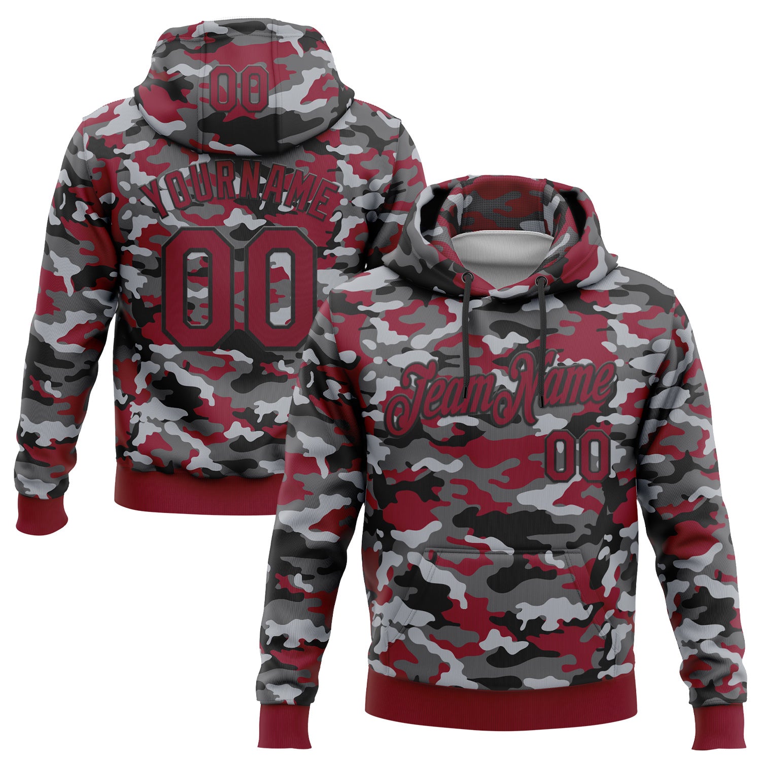 FansIdea Custom Stitched Camo Crimson-Black Salute To Service Pullover Sweatshirt Hoodie - $32.99 at Proof Eyewear