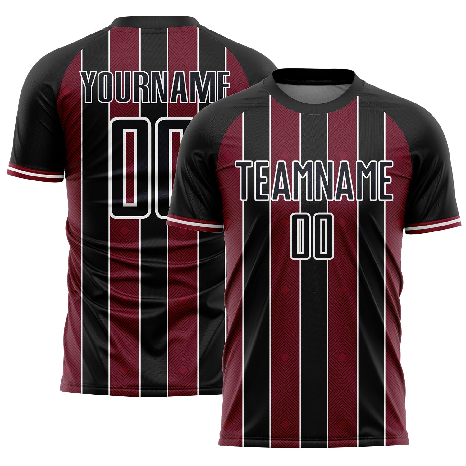 FansIdea Custom Black Crimson-White Pinstripe Line Sports Sublimation Soccer Uniform Jersey - $16.99 at Proof Eyewear